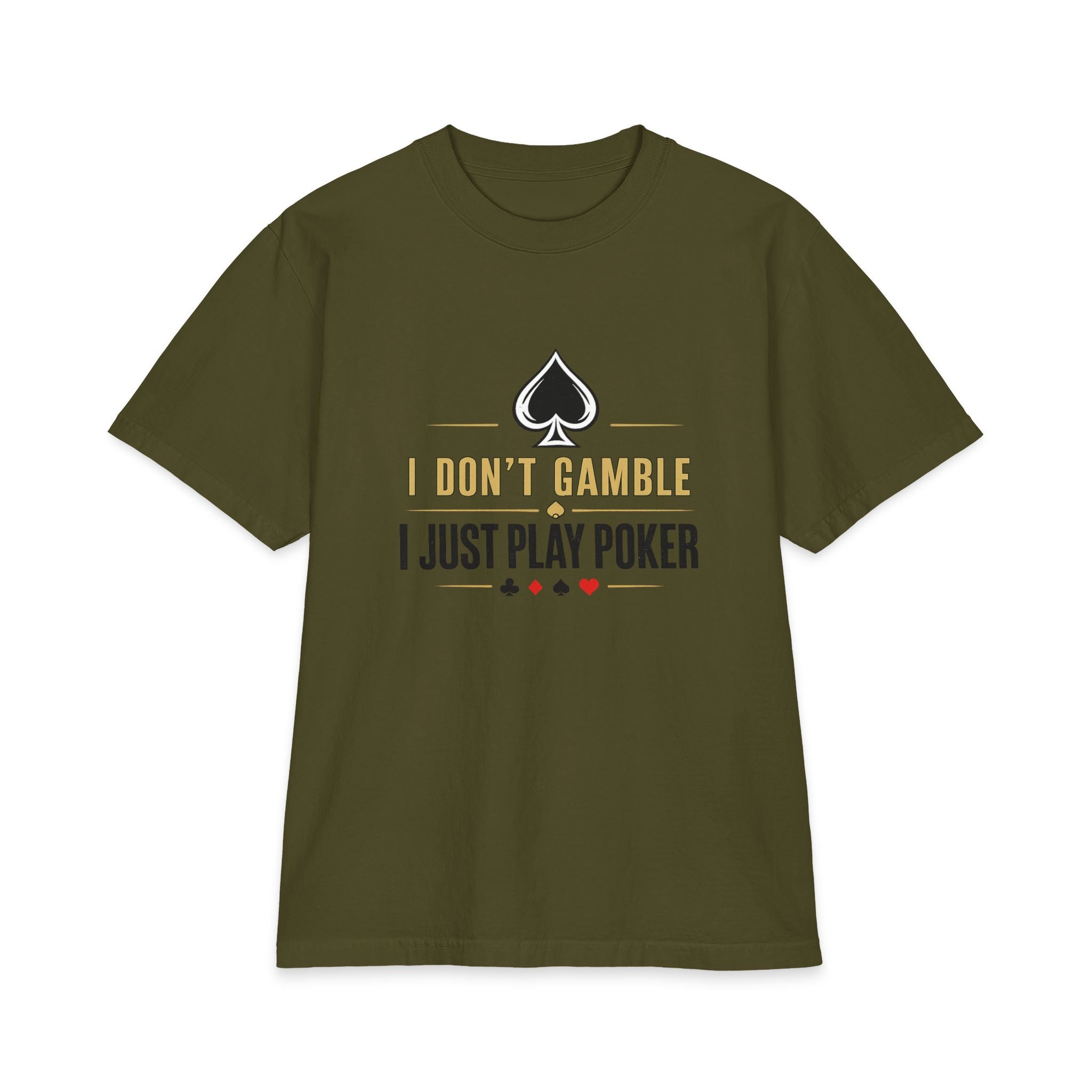The Grinder Poker T-Shirt (gold/black logo) — "I Don't Gamble, I Just Play Poker" Graphic Tee