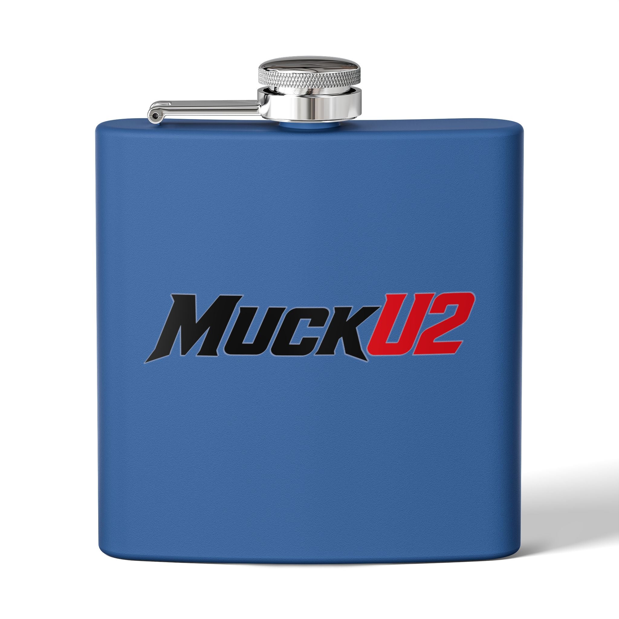MuckU2 Stainless Steel Poker Flask 6oz (black/red logo/SKU100035)