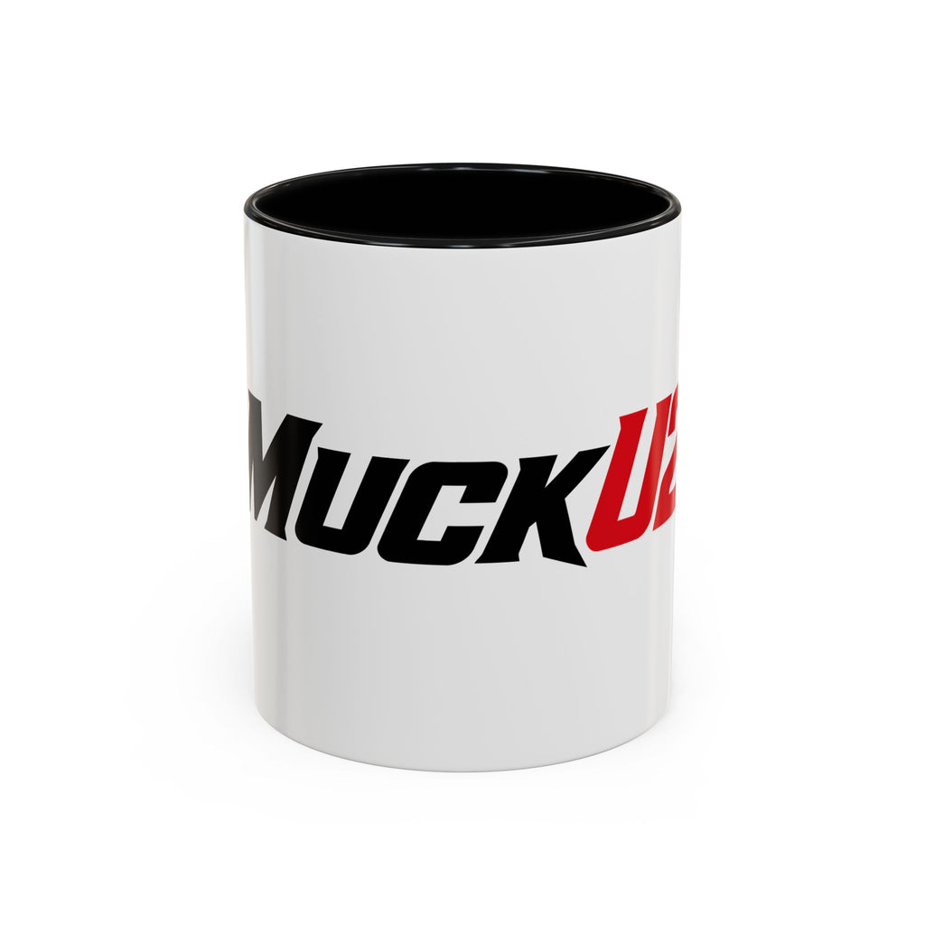MuckU2 Classic White Mug (black/red logo/SKU 100046)