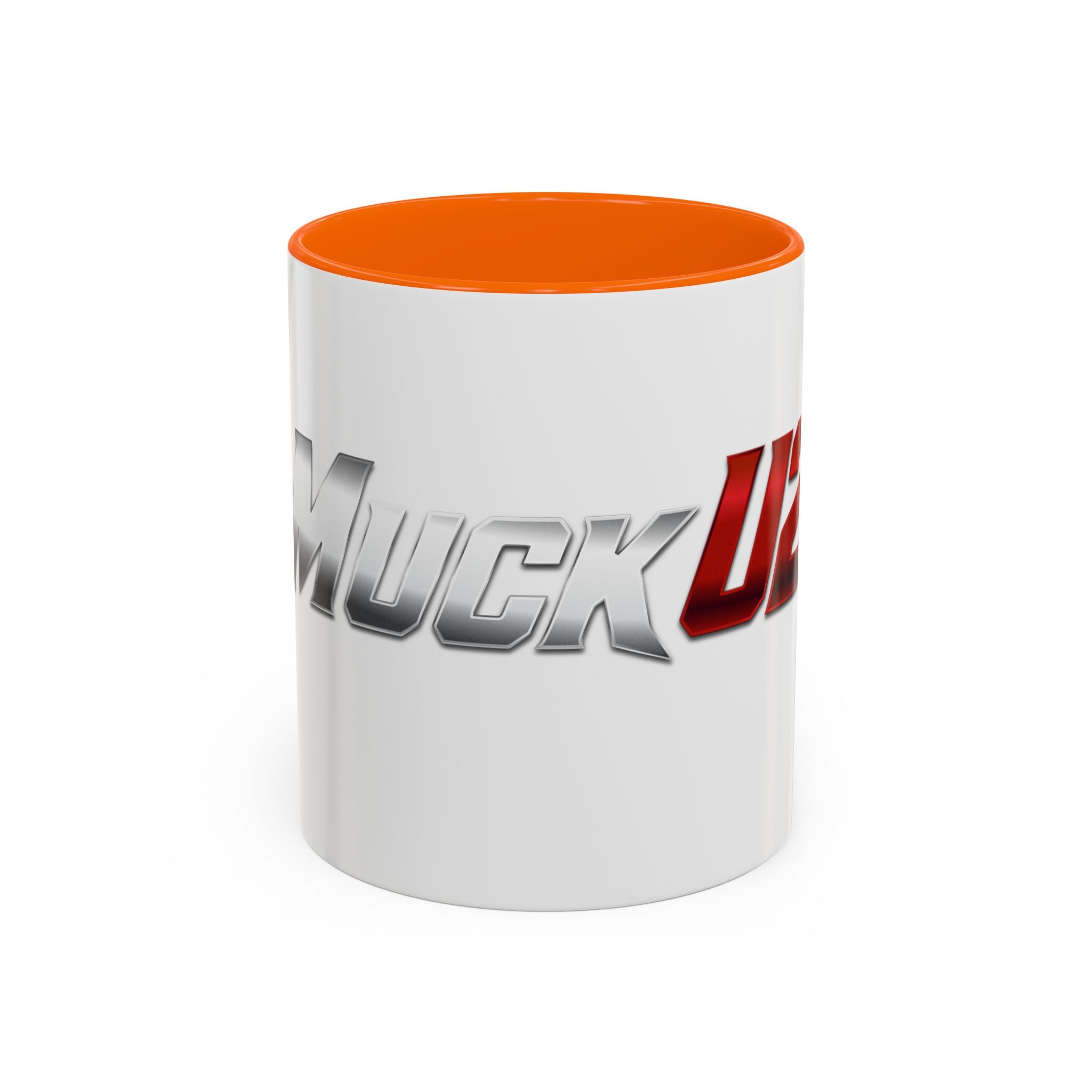 MuckU2 Classic White Mug (gradient silver/red logo/SKU 100044)