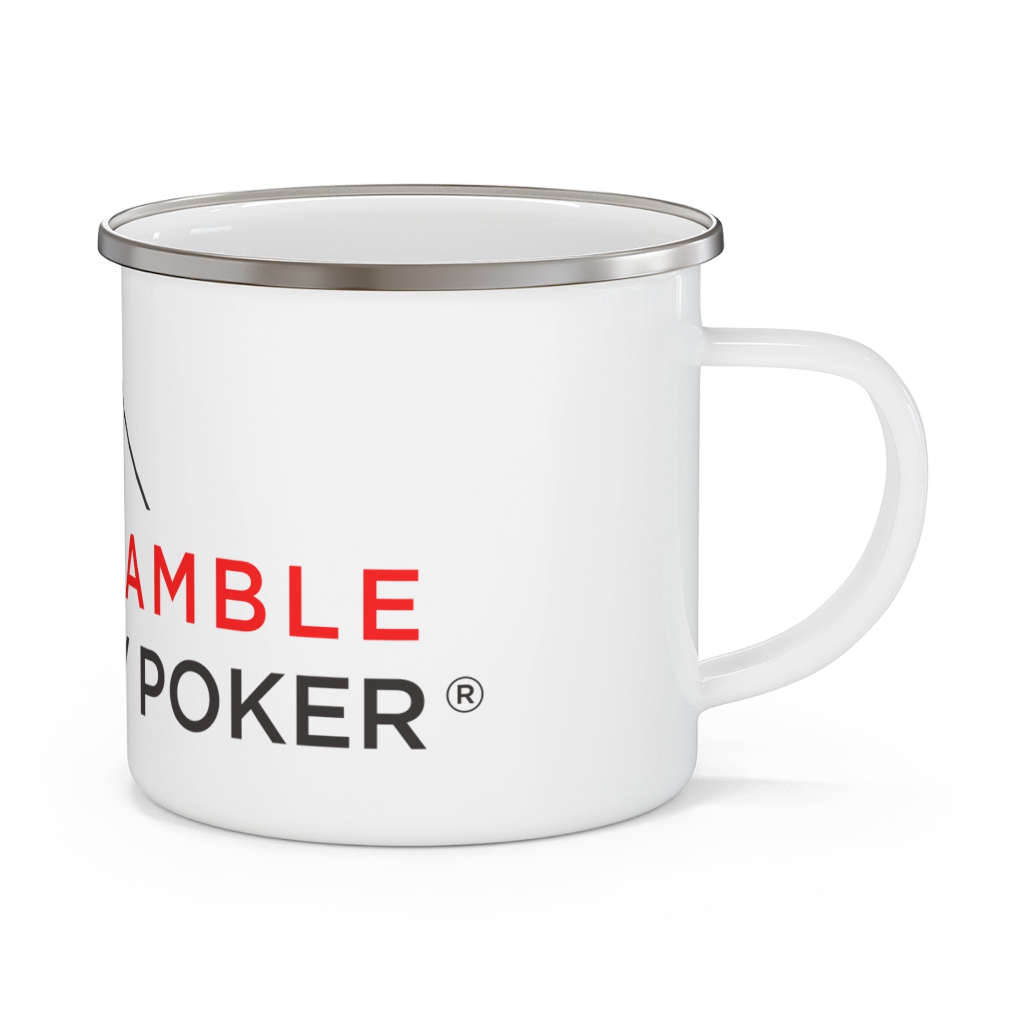 Enamel Mug — "Don't Gamble, Just Play Poker" Camping Coffee Cup