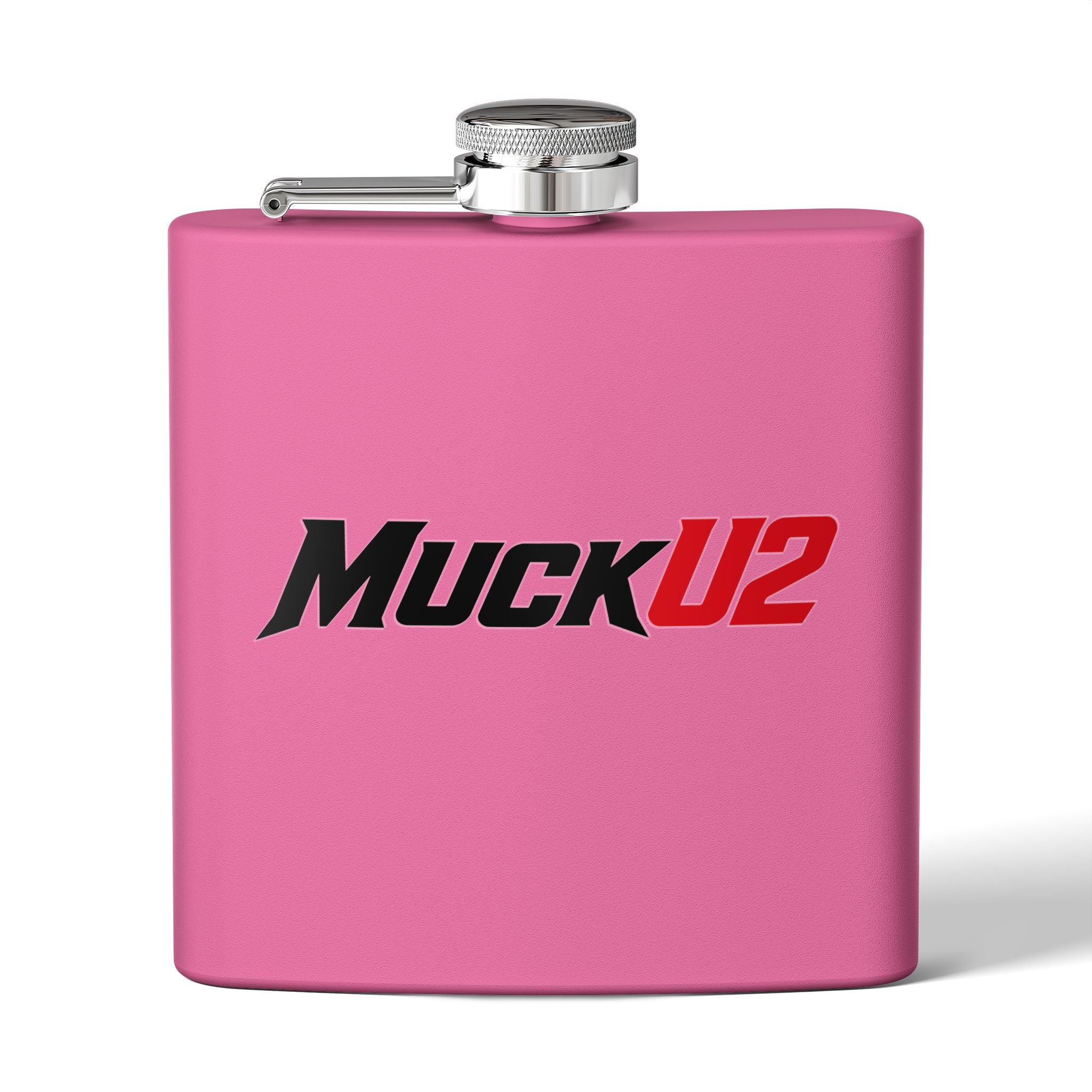 MuckU2 Stainless Steel Poker Flask 6oz (black/red logo/SKU100035)