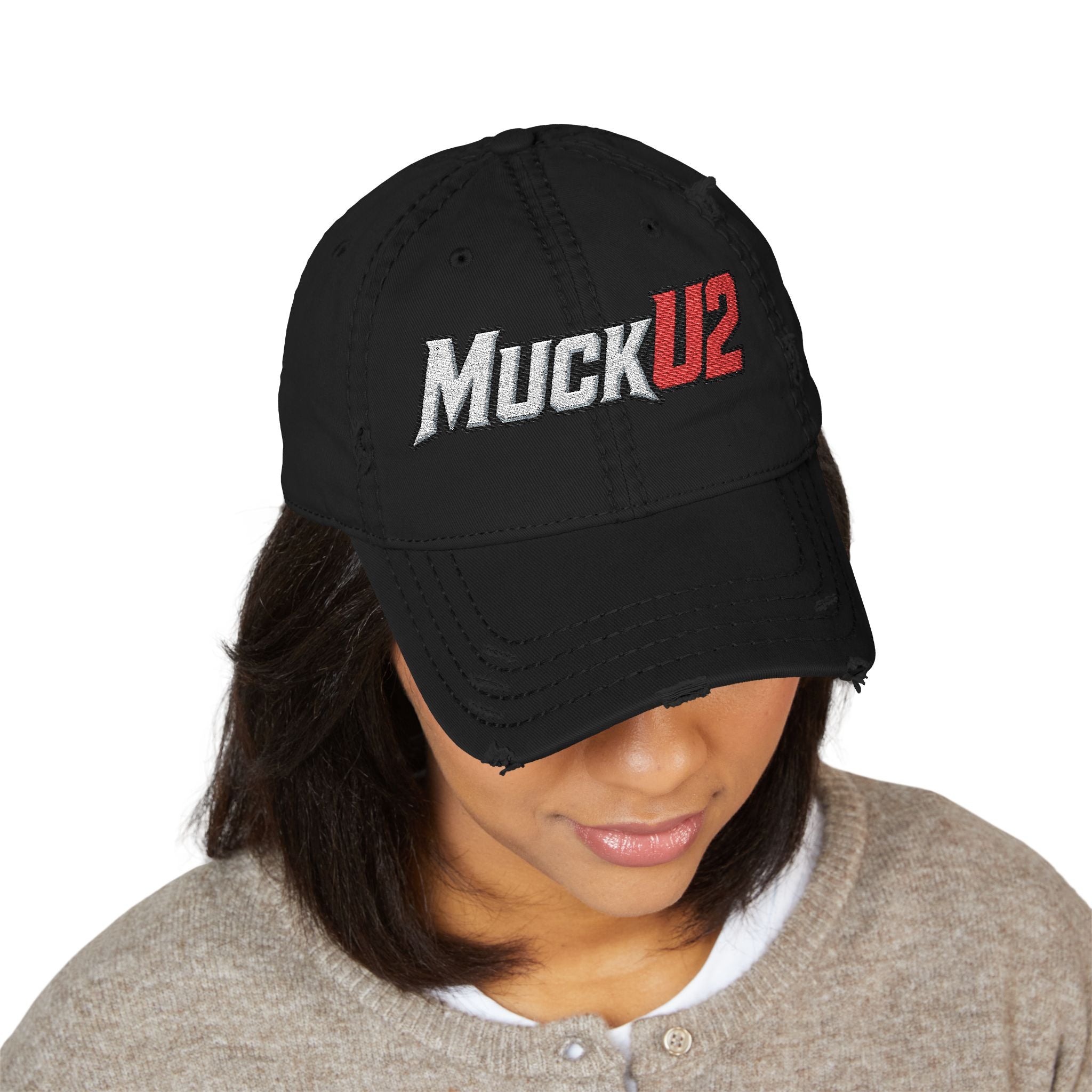 MuckU2 Poker Trucker Cap (white/red logo/SKU 100082)