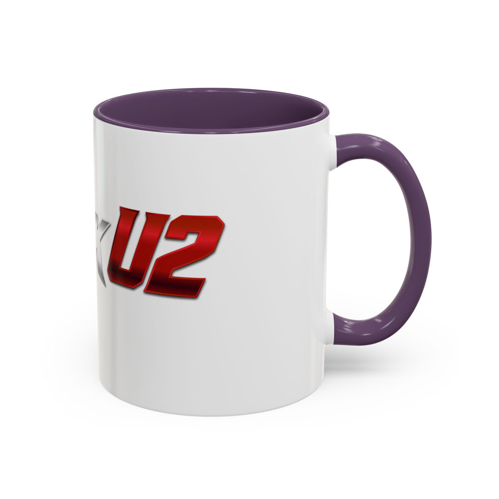 MuckU2 Classic White Mug (gradient silver/red logo/SKU 100044)