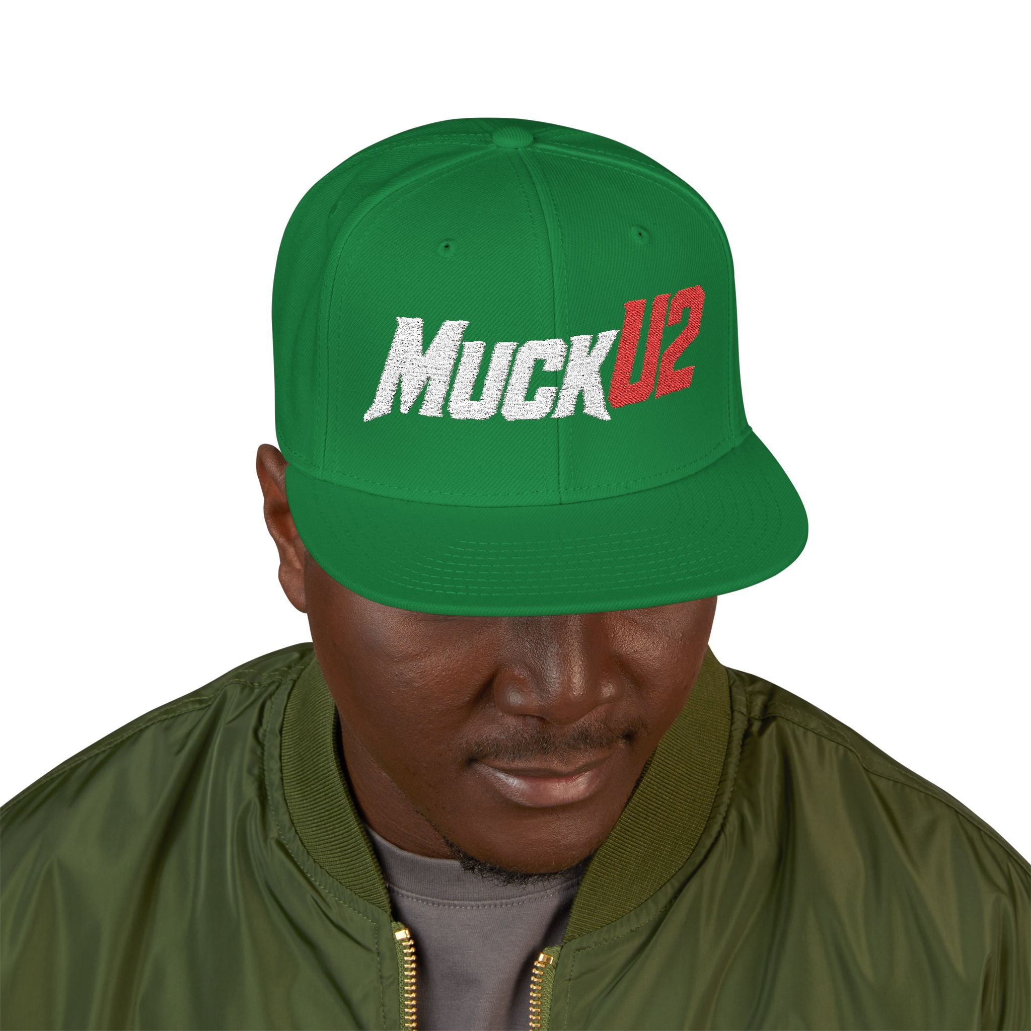 MuckU2 Snapback Embroidered Poker Cap (silver/red logo SKU 10007)