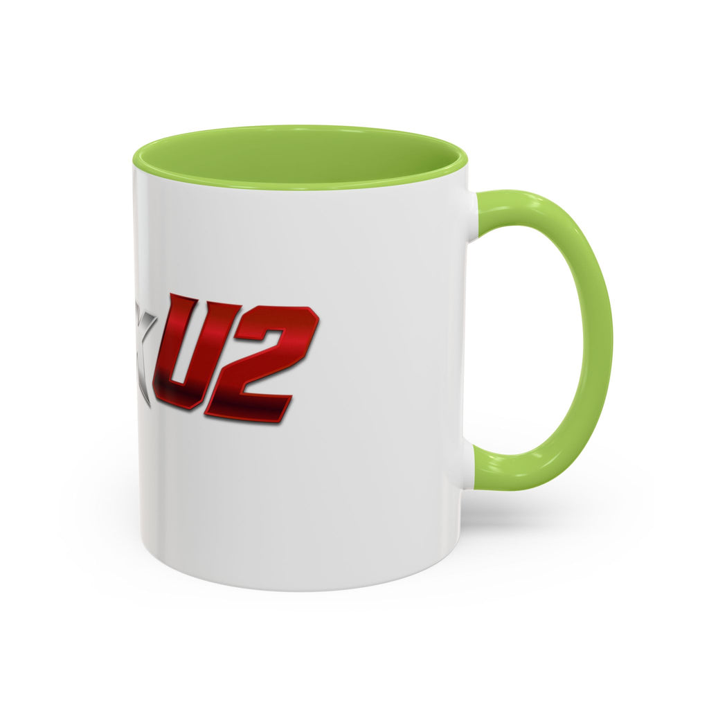 MuckU2 Classic White Mug (gradient silver/red logo/SKU 100044)