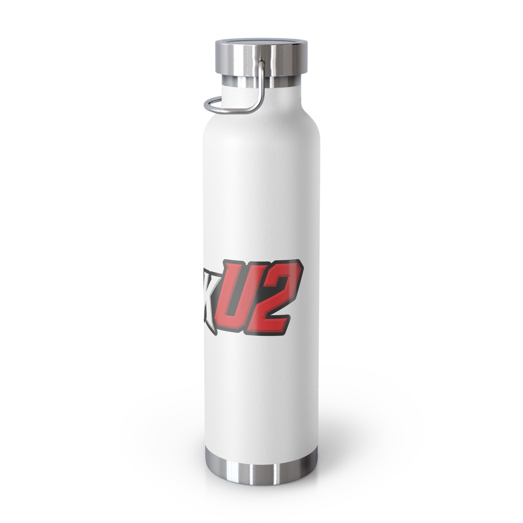 MuckU2 Insulated Water Bottle (white/red outlined logo SKU 100012)