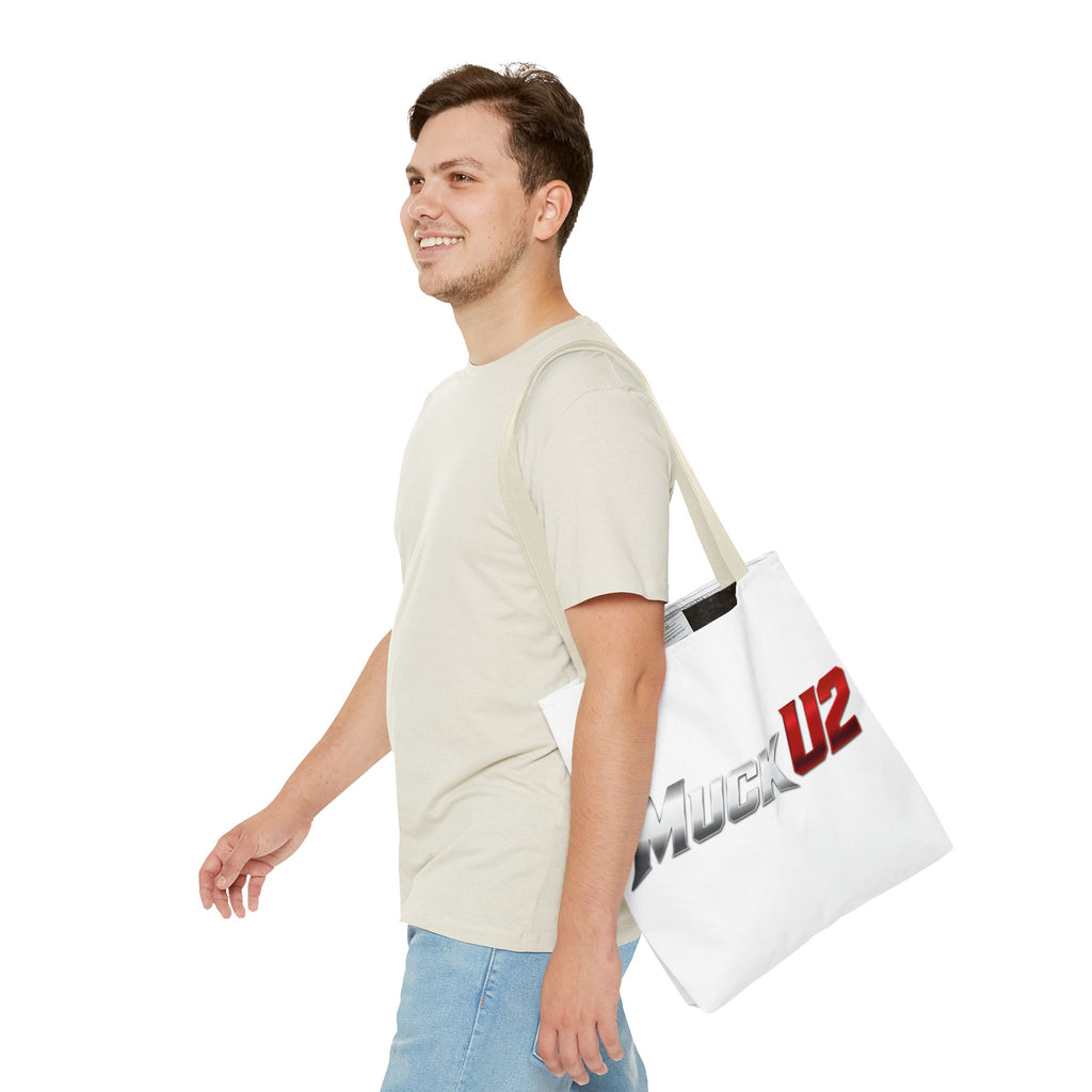 MuckU2 Bubble Canvas Poker Tote Bag (gradient silver/red logo SKU 100021)