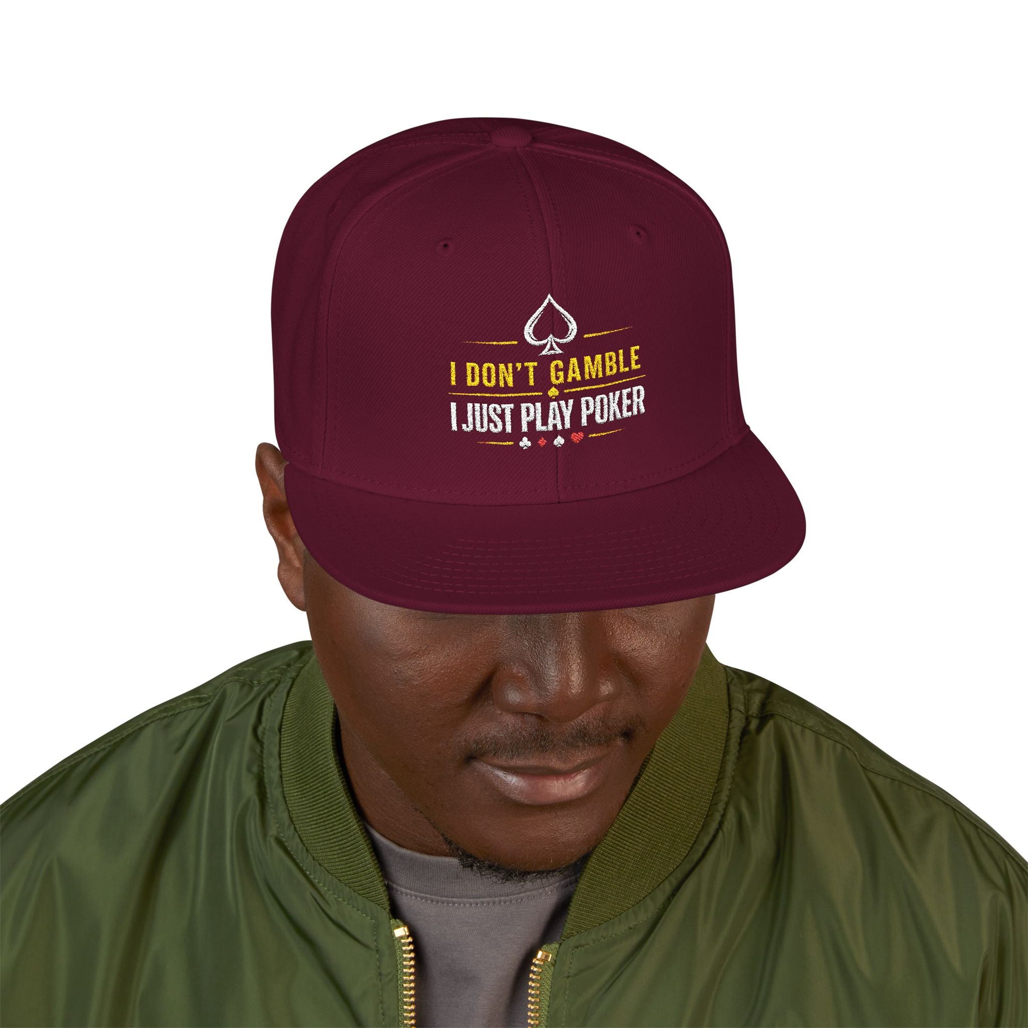 Embroidered Poker Snapback Hat – 'All In' Card Player Cap