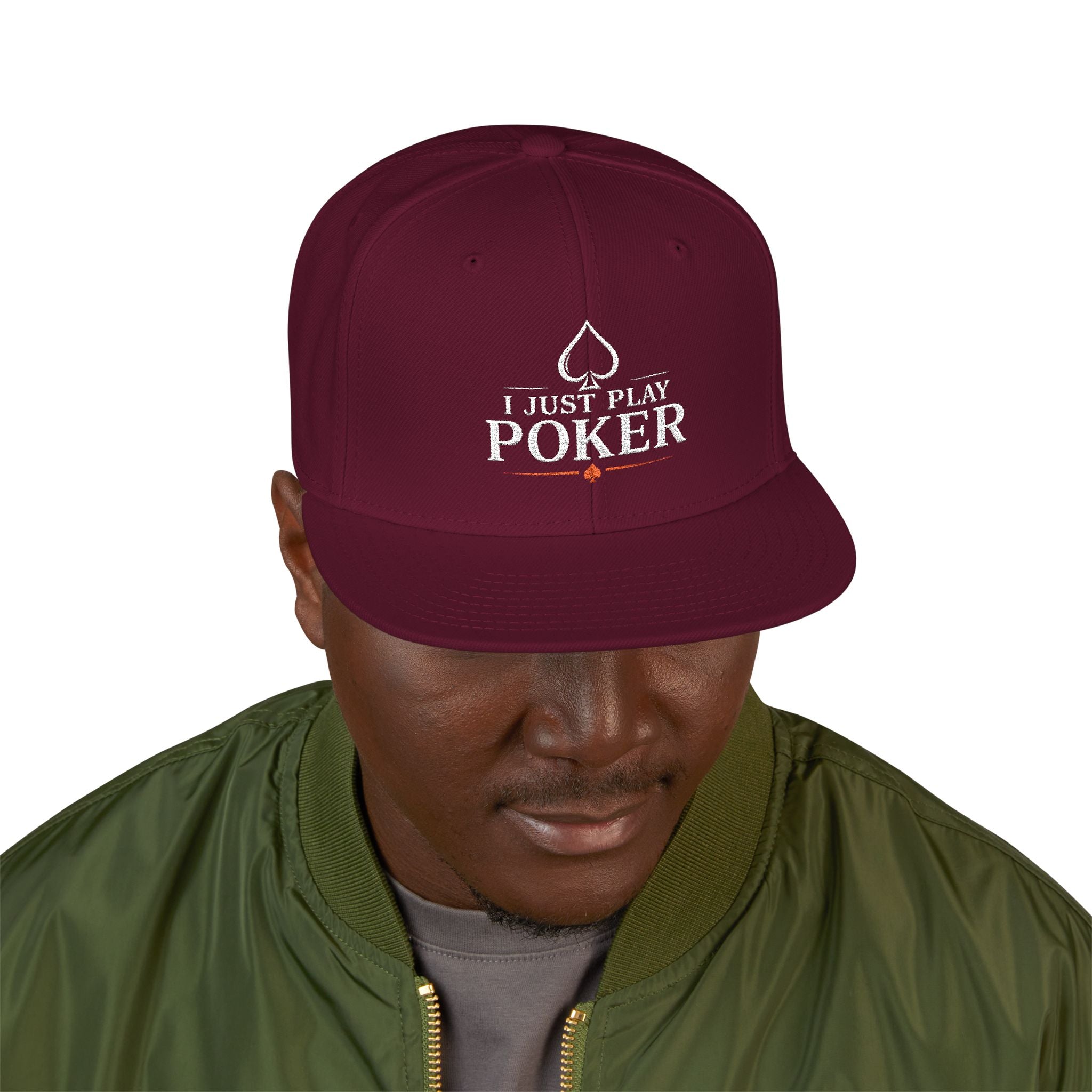 Poker Snapback Hat - 'I Just Play Poker' Embroidered Cap