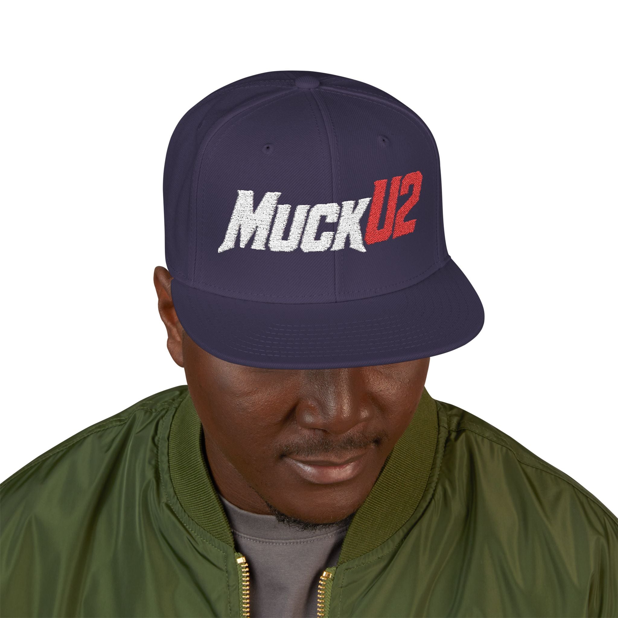 MuckU2 Snapback Embroidered Poker Cap (silver/red logo SKU 10007)