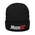 MuckU2 Poker Ribbed Beanie (embroidered white/red logo/SKU 100069)