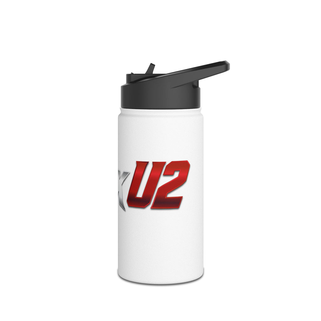 MuckU2 Stainless Steel Poker Water Bottle (gradient silver/red logo/SKU 100031)