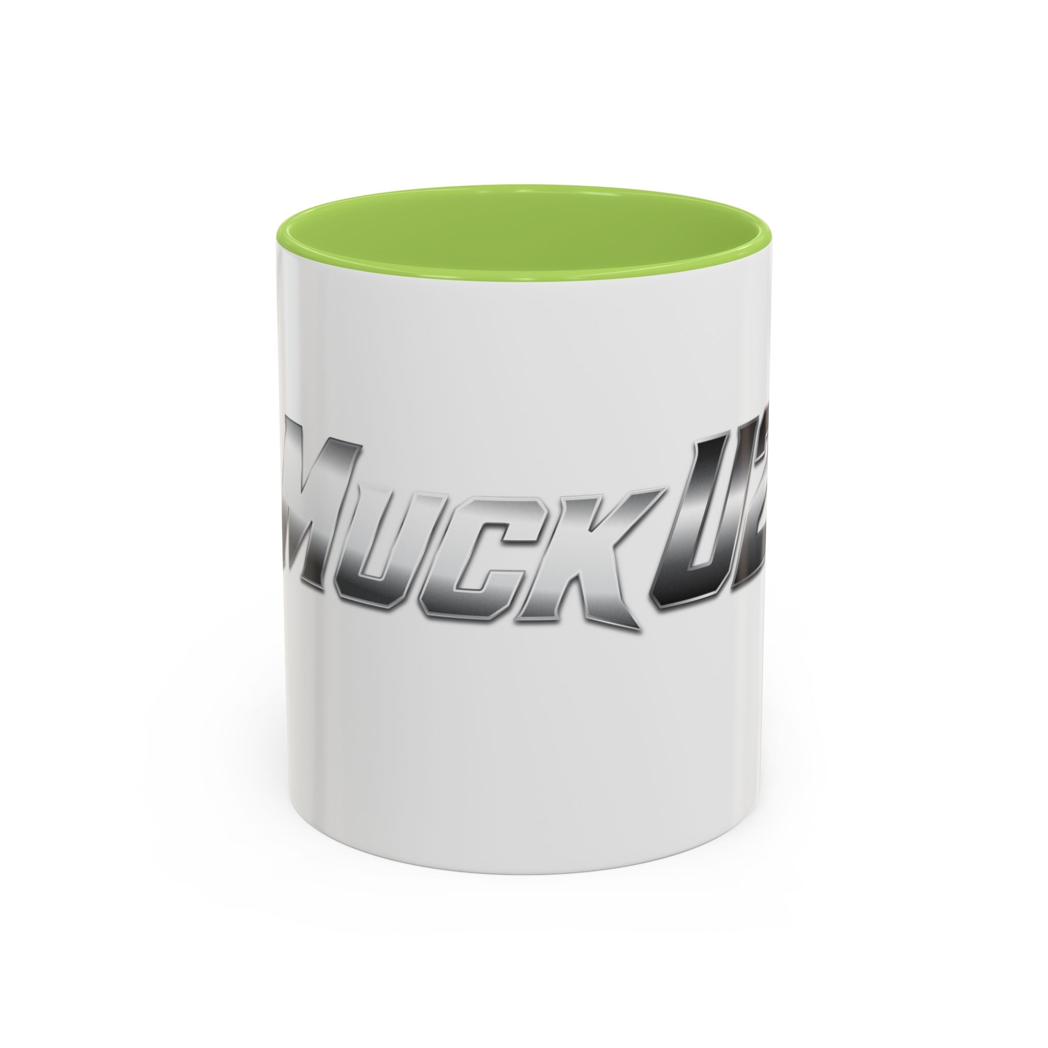 MuckU2 Classic White Mug (gradient silver/black logo/SKU 100043)