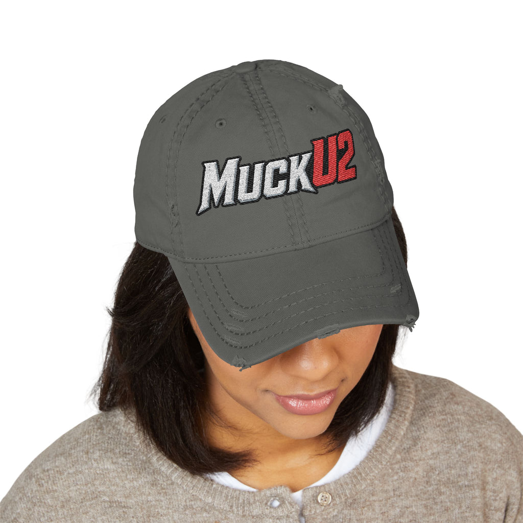 MuckU2 Poker Trucker Cap (white/red logo/SKU 100082)