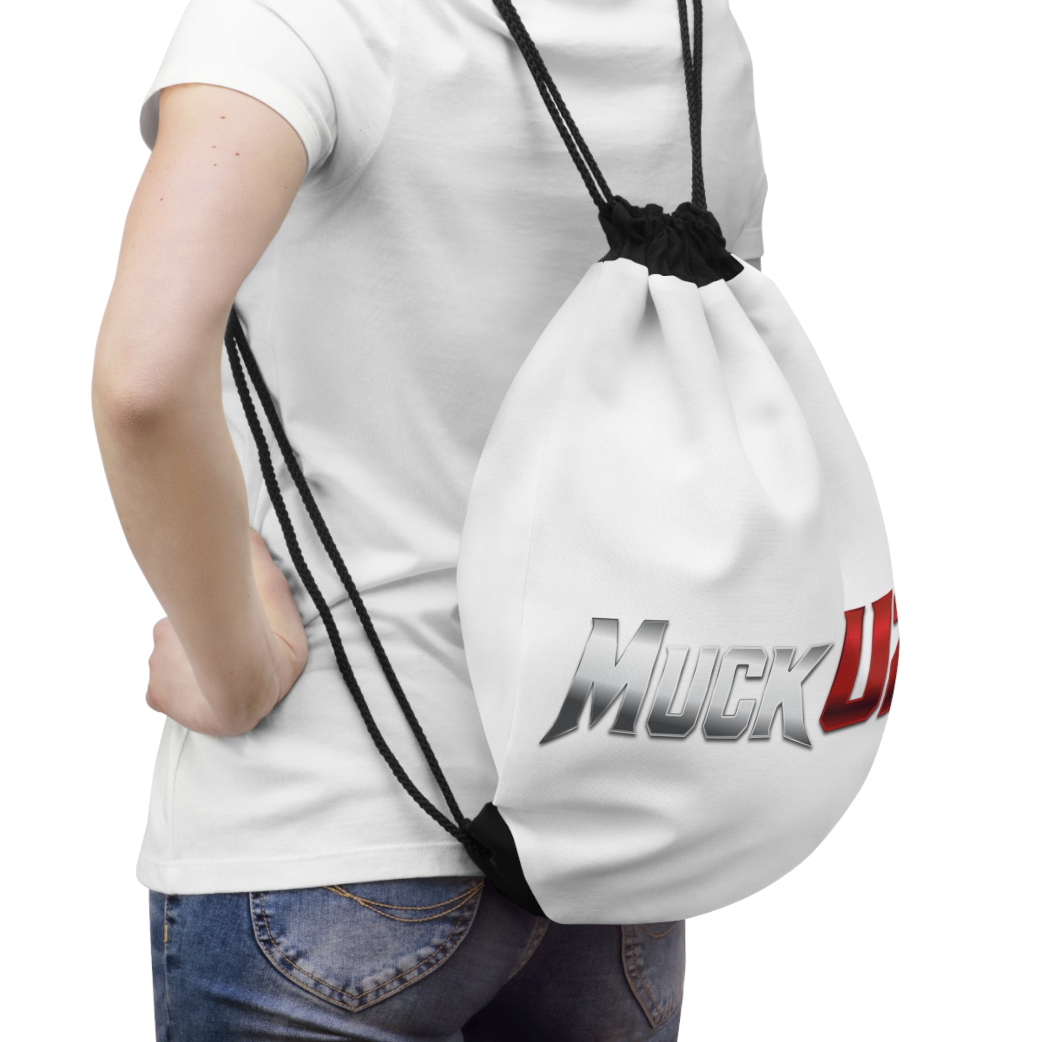 MuckU2 Poker Drawstring Bag (gradient silver/red logo/SKU 100086)
