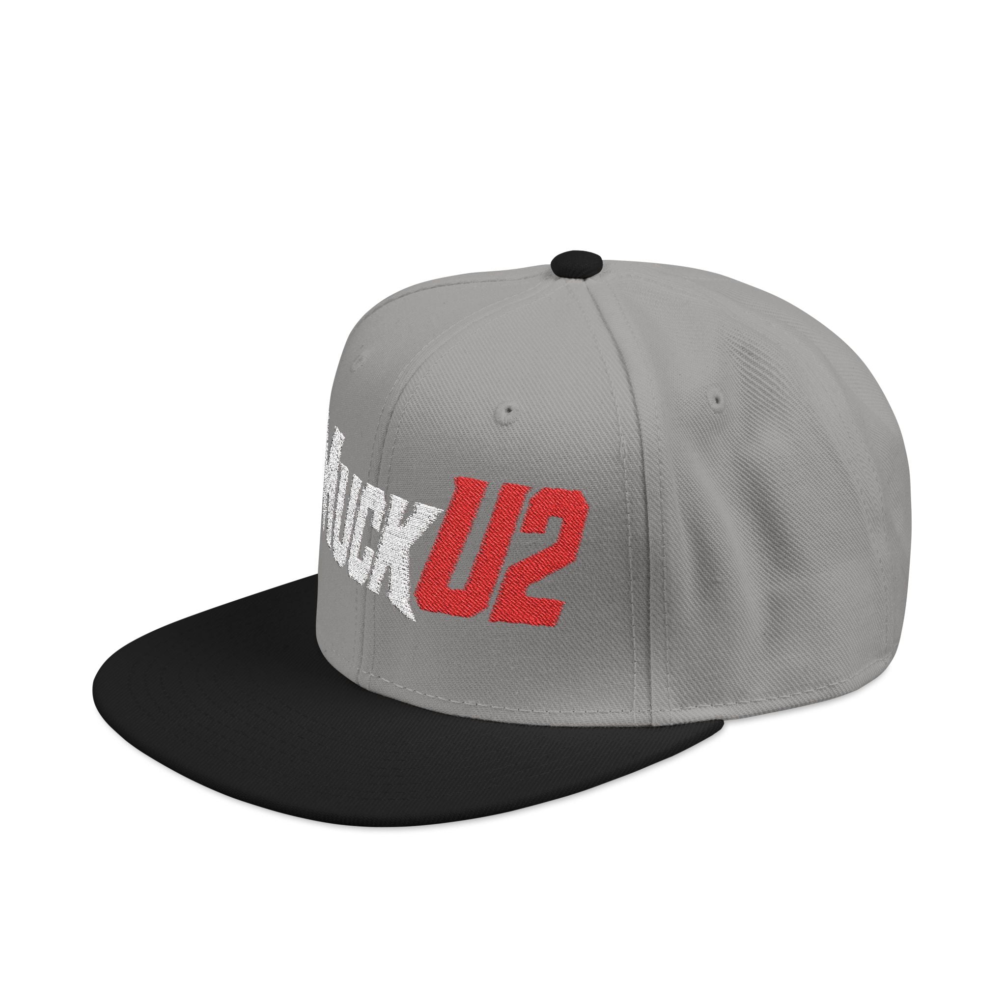MuckU2 Snapback Embroidered Poker Cap (silver/red logo SKU 10007)