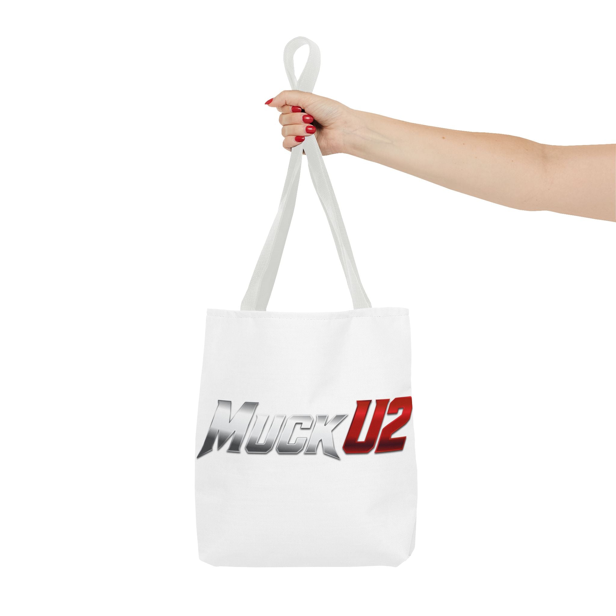 MuckU2 Bubble Canvas Poker Tote Bag (gradient silver/red logo SKU 100021)