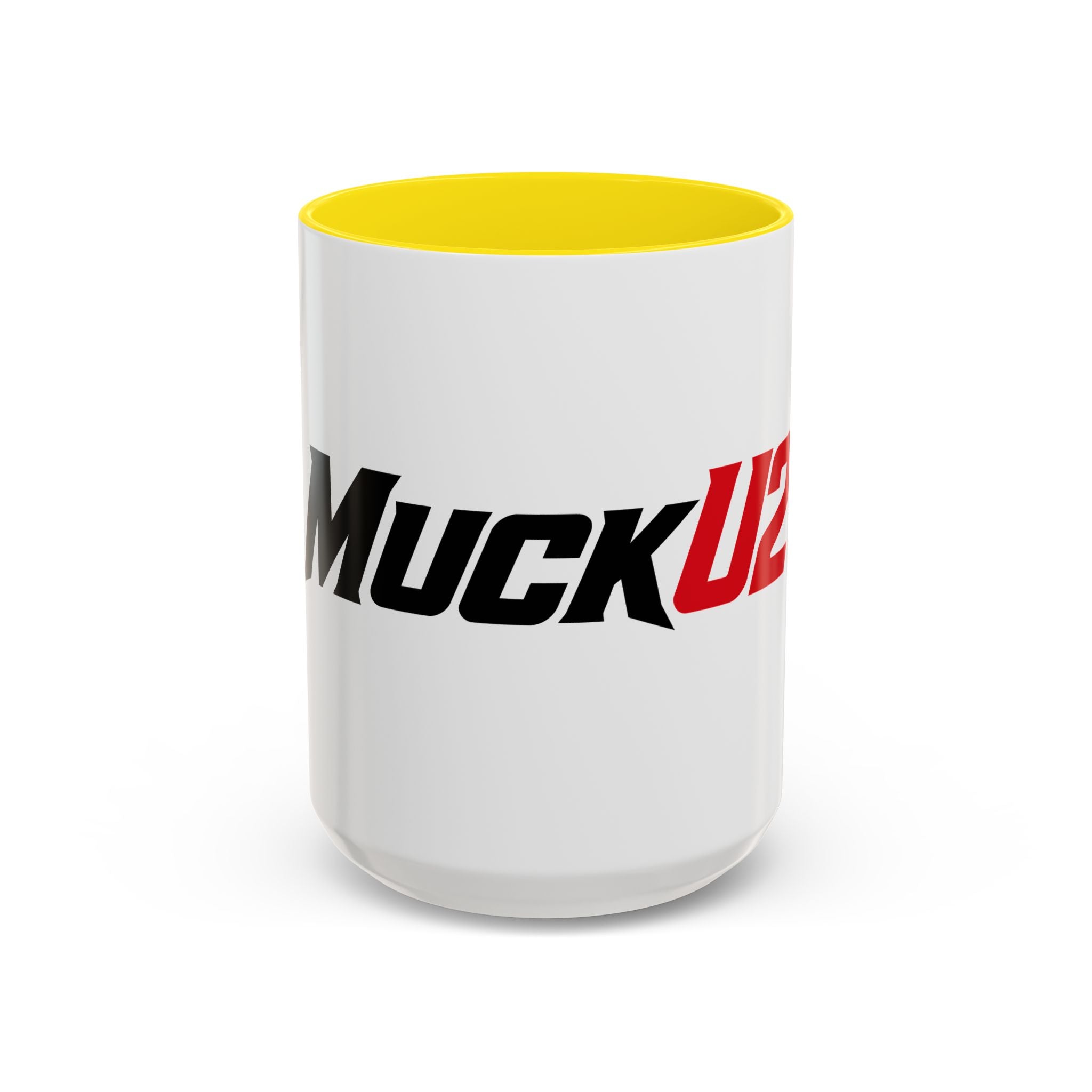 MuckU2 Classic White Mug (black/red logo/SKU 100046)