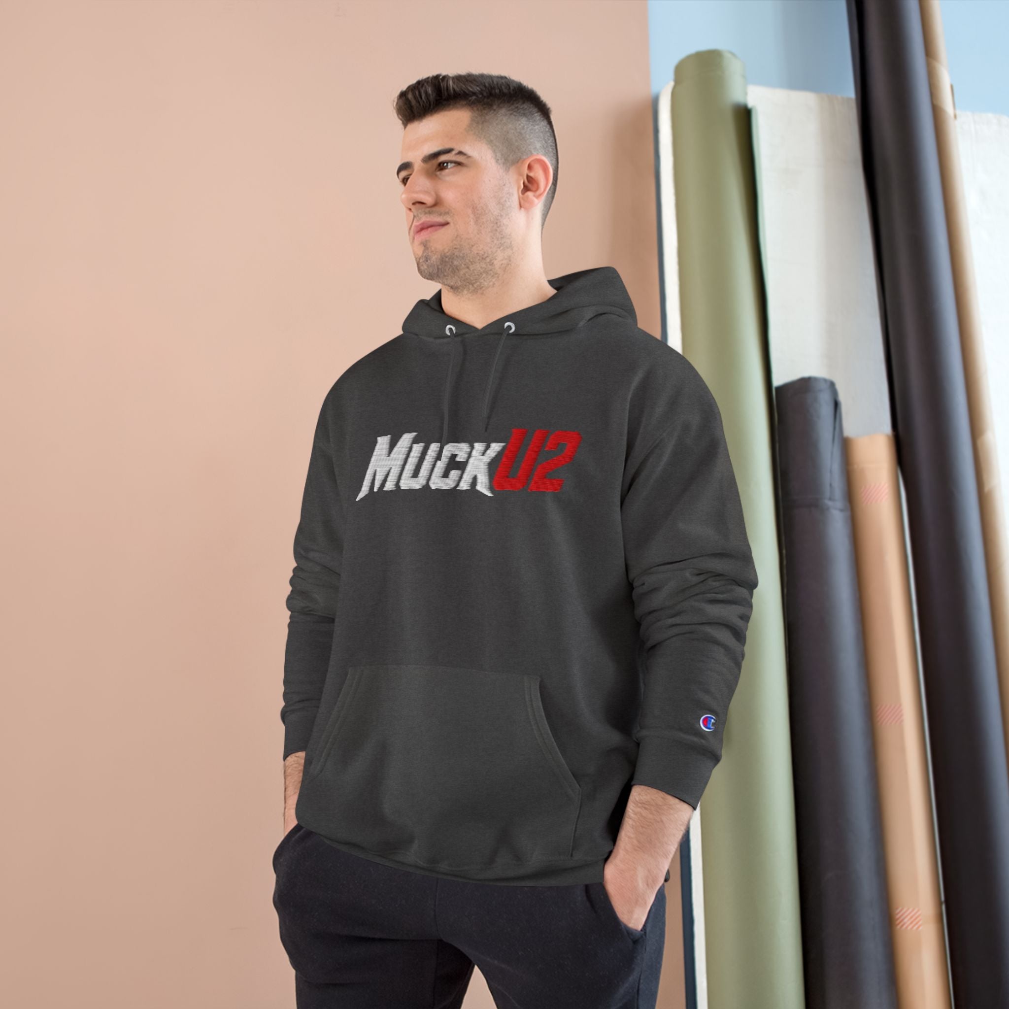 MuckU2 Poker Hoodie (embroidered white/red logo/SKU 100054)