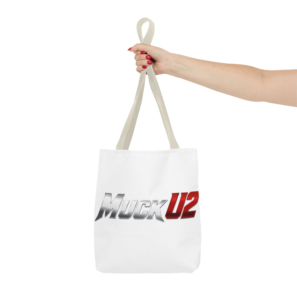 MuckU2 Bubble Canvas Poker Tote Bag (gradient silver/red logo SKU 100021)