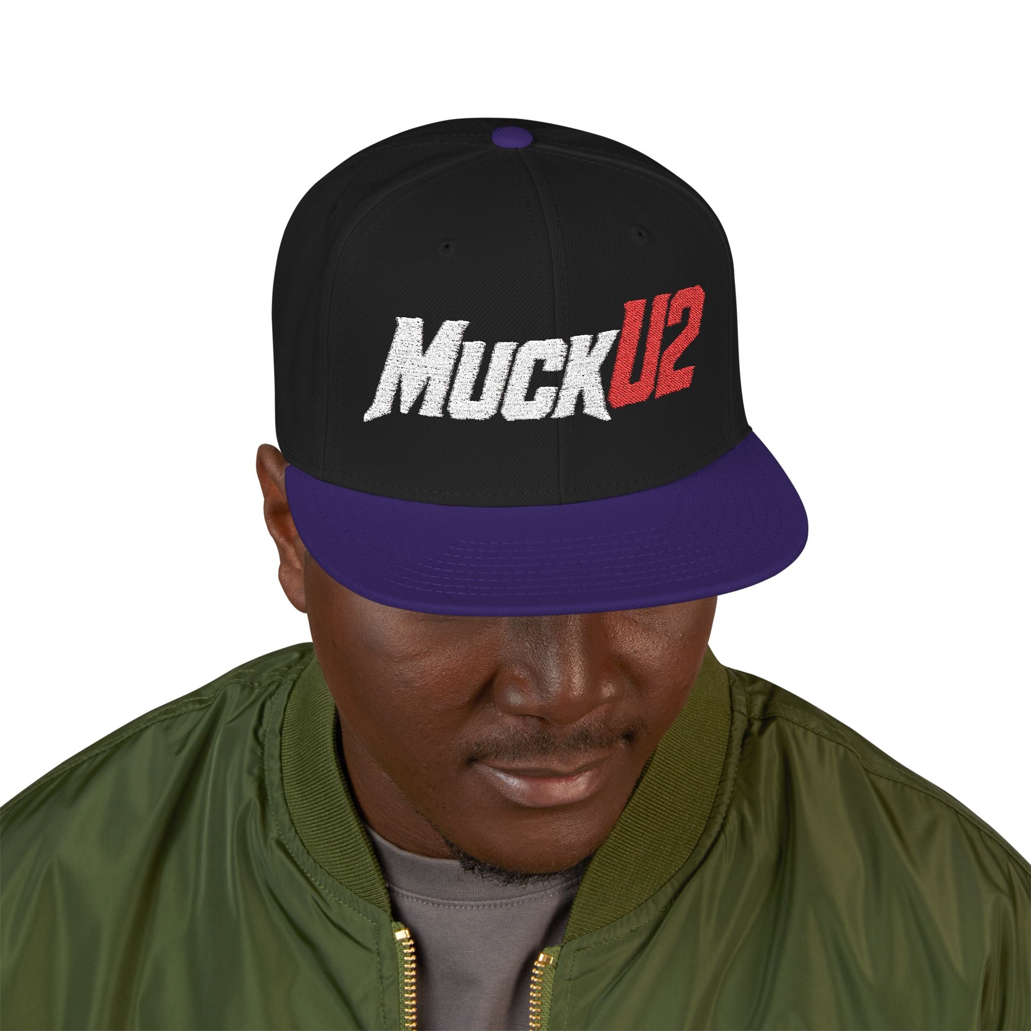MuckU2 Snapback Embroidered Poker Cap (silver/red logo SKU 10007)