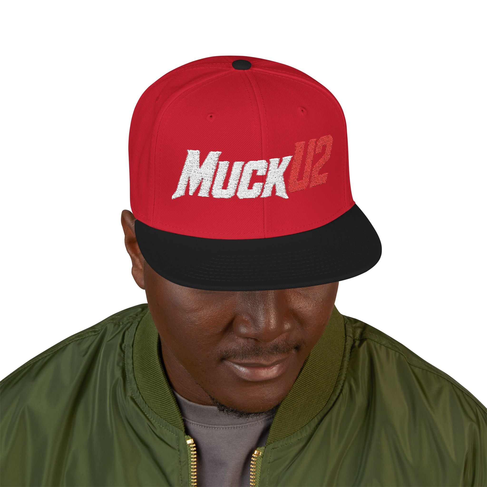 MuckU2 Snapback Embroidered Poker Cap (silver/red logo SKU 10007)