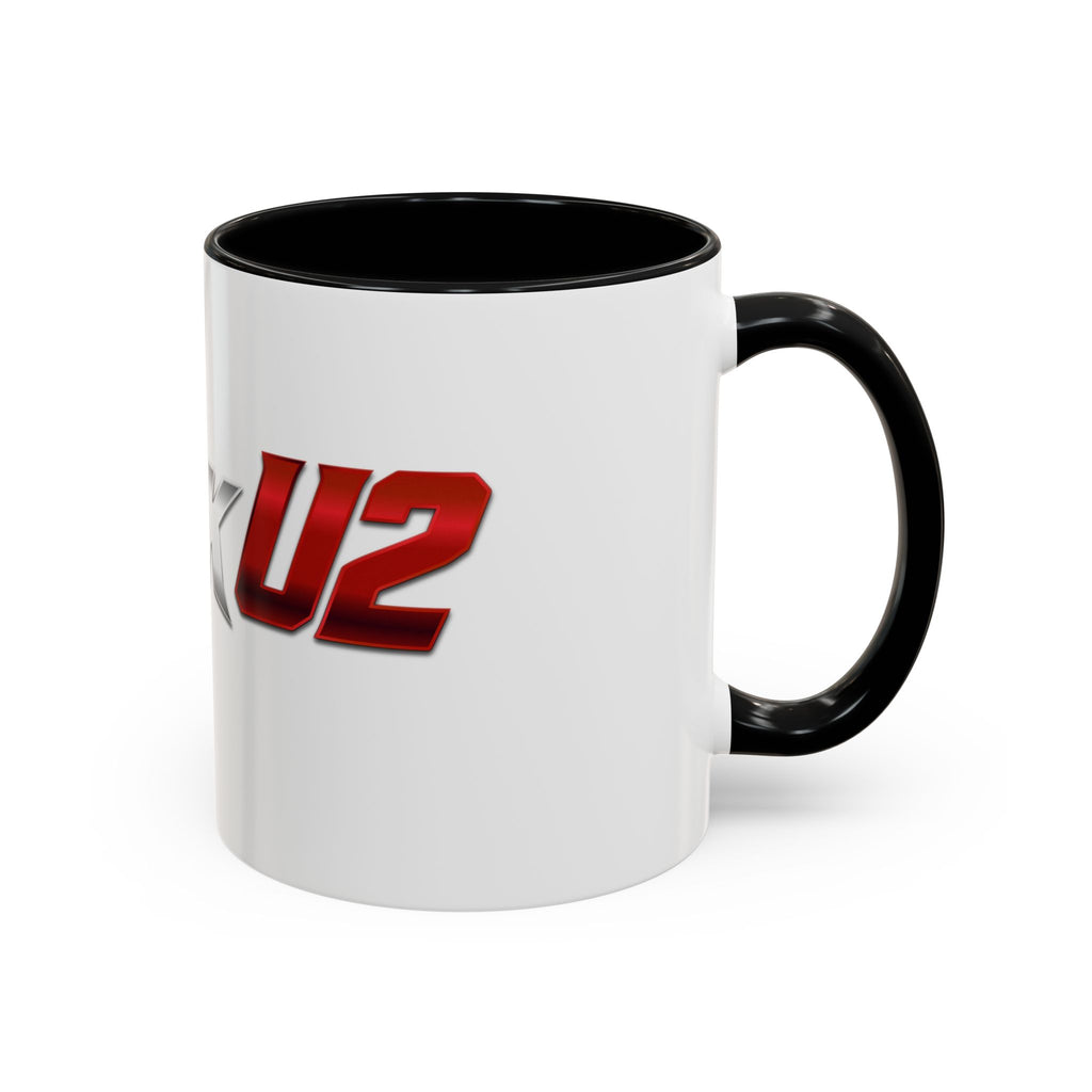 MuckU2 Classic White Mug (gradient silver/red logo/SKU 100044)