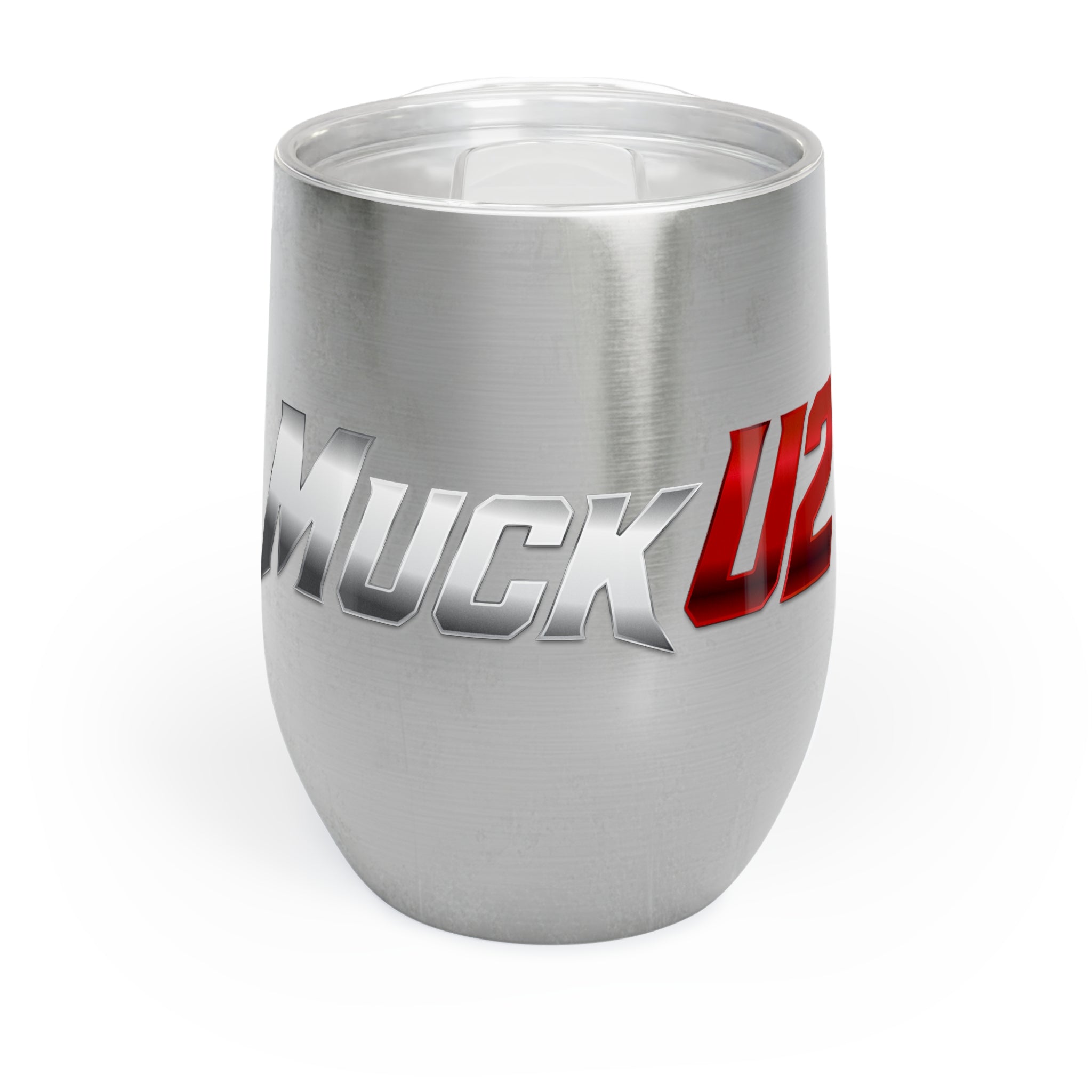 MuckU2 Wine Tumbler (gradient silver/red logo/SKU 100019)