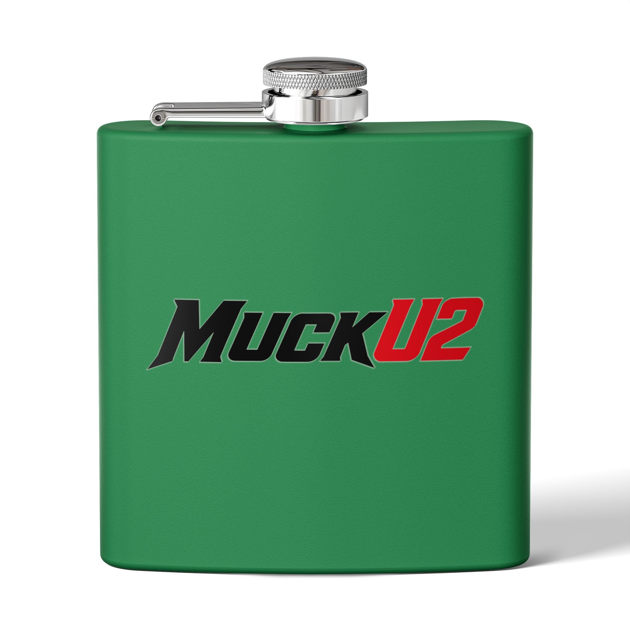 MuckU2 Stainless Steel Poker Flask 6oz (black/red logo/SKU100035)