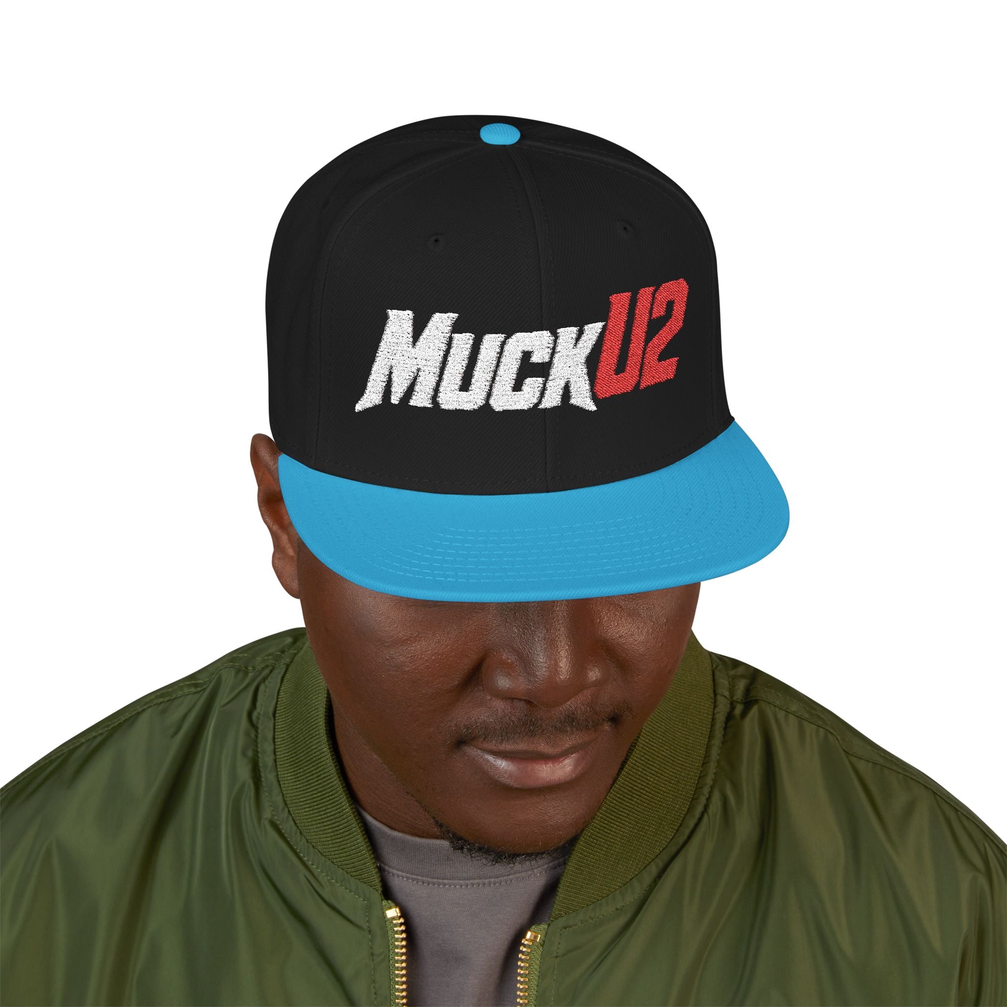 MuckU2 Snapback Embroidered Poker Cap (silver/red logo SKU 10007)