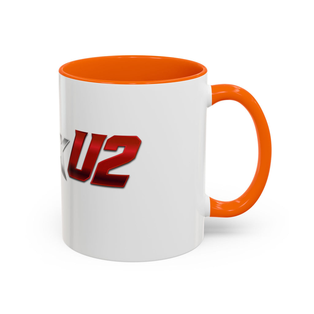 MuckU2 Classic White Mug (gradient silver/red logo/SKU 100044)