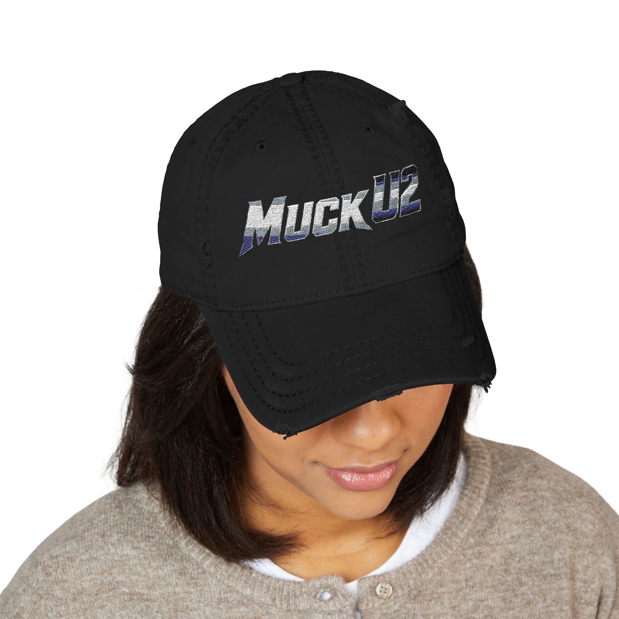MuckU2 Poker Trucker Cap (gradient silver/black logo/SKU 100078)
