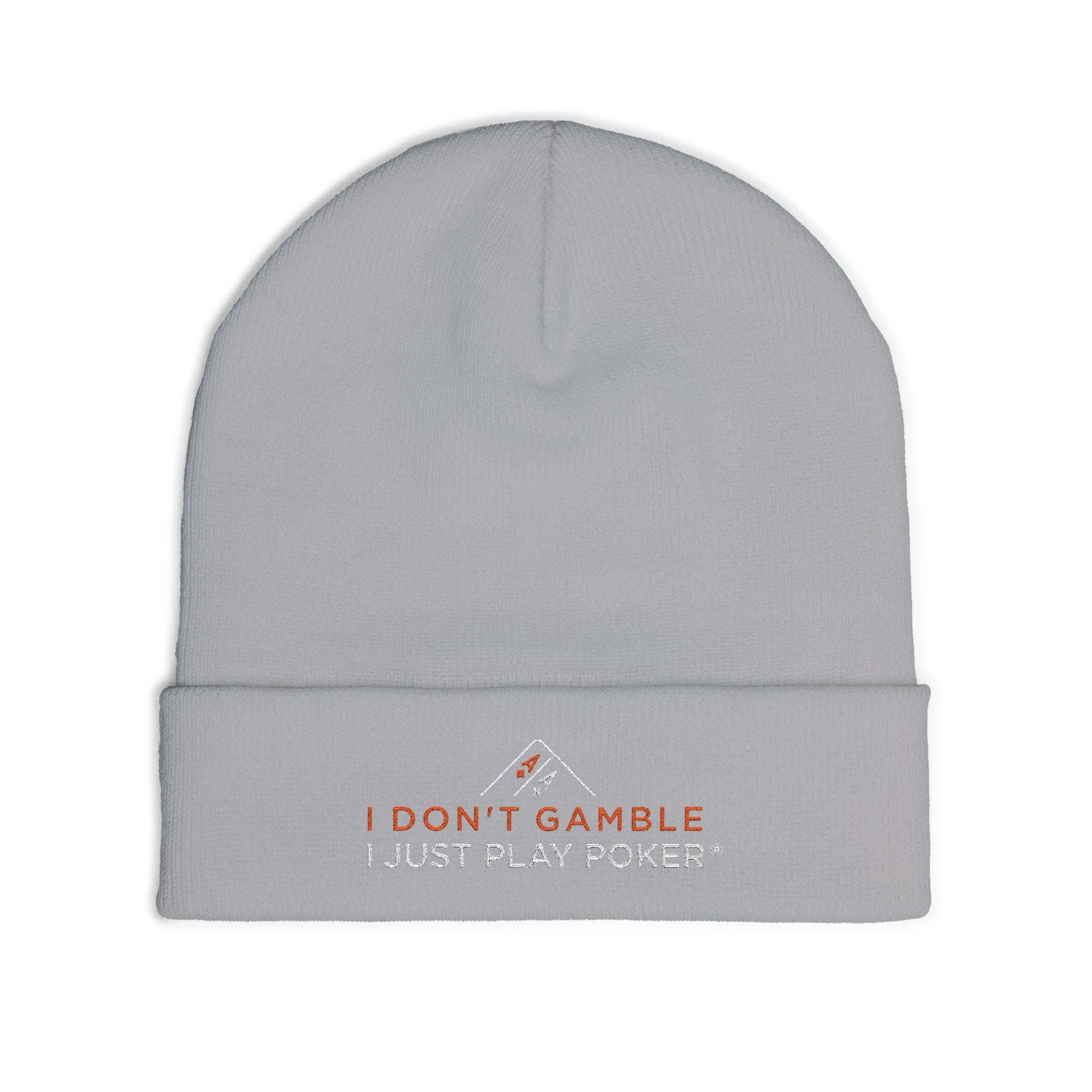 Embroidered Knit Beanie — "I Just Play Poker" Winter Hat