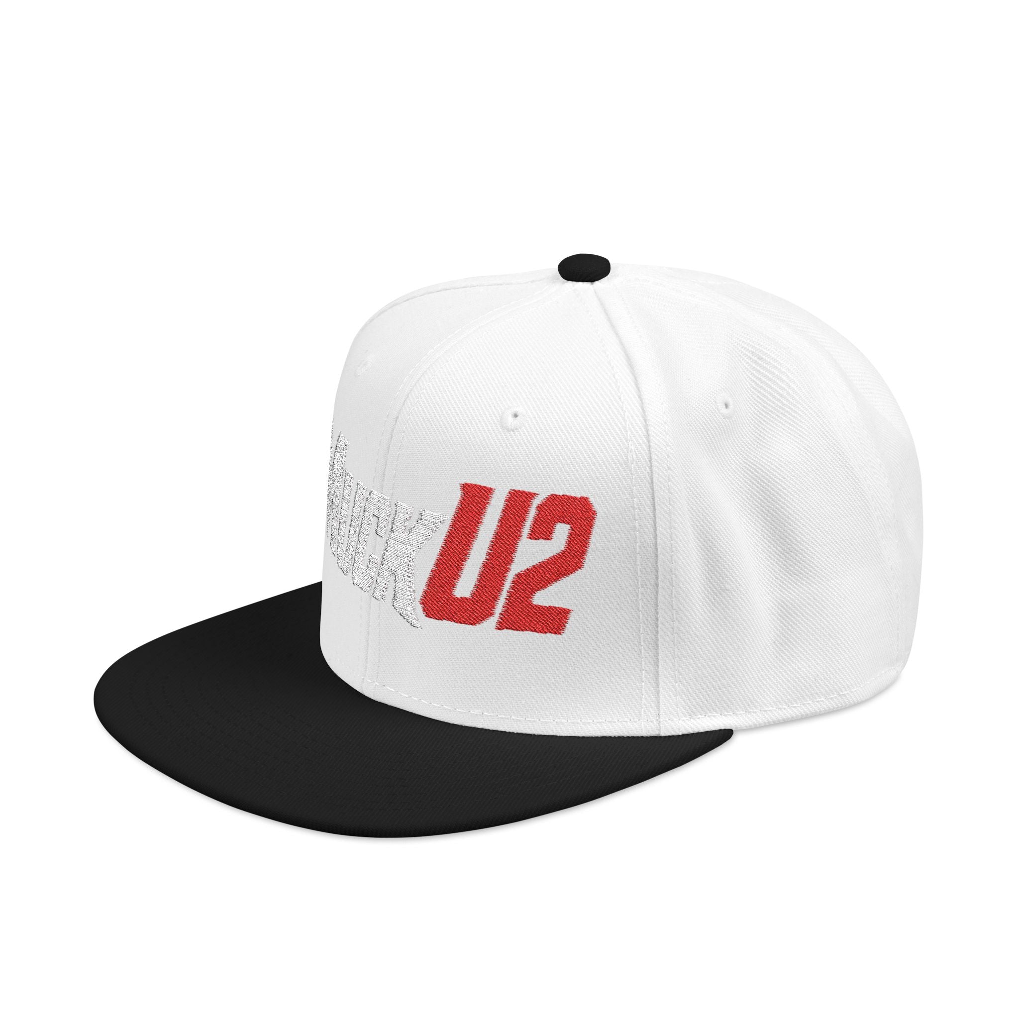 MuckU2 Snapback Embroidered Poker Cap (silver/red logo SKU 10007)