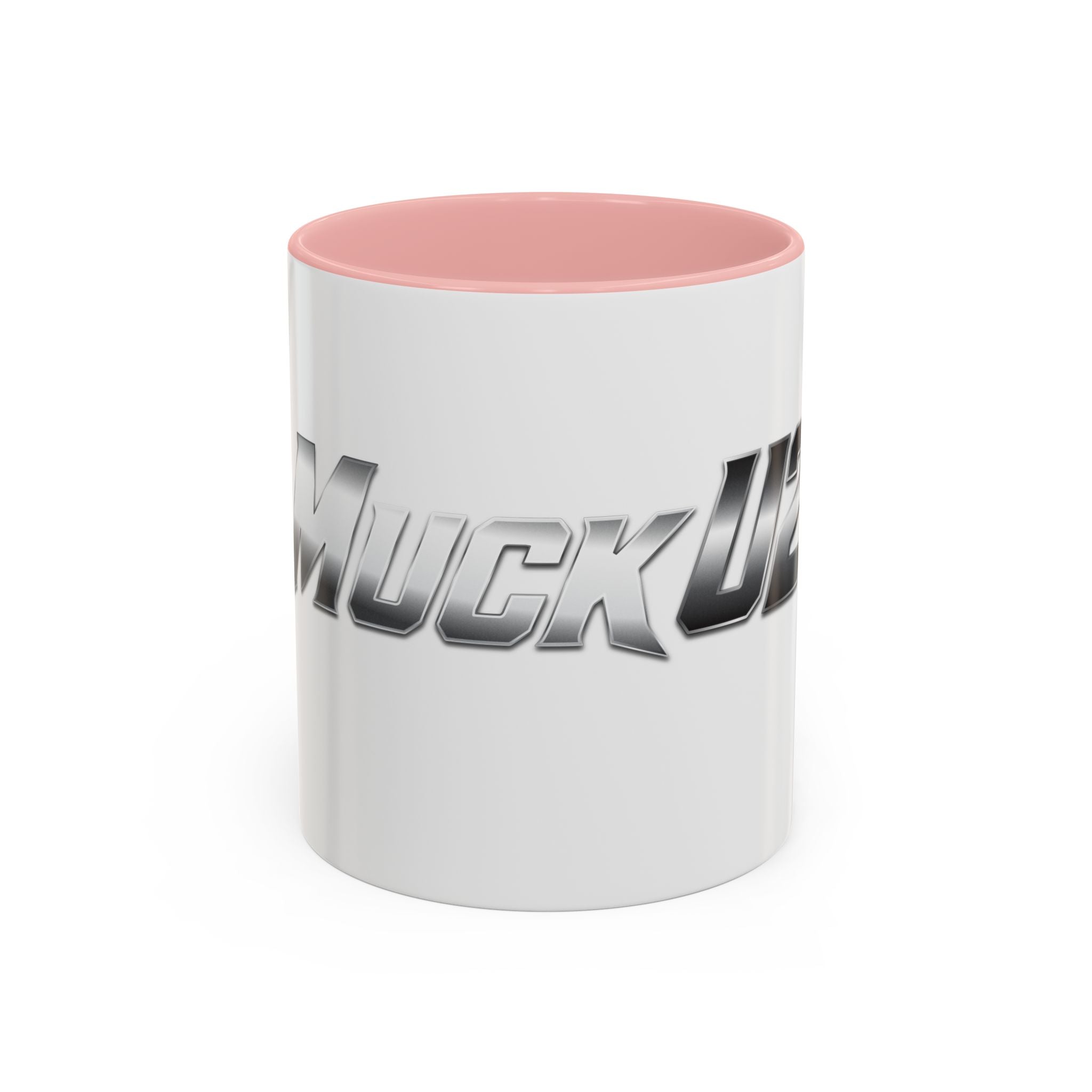MuckU2 Classic White Mug (gradient silver/black logo/SKU 100043)