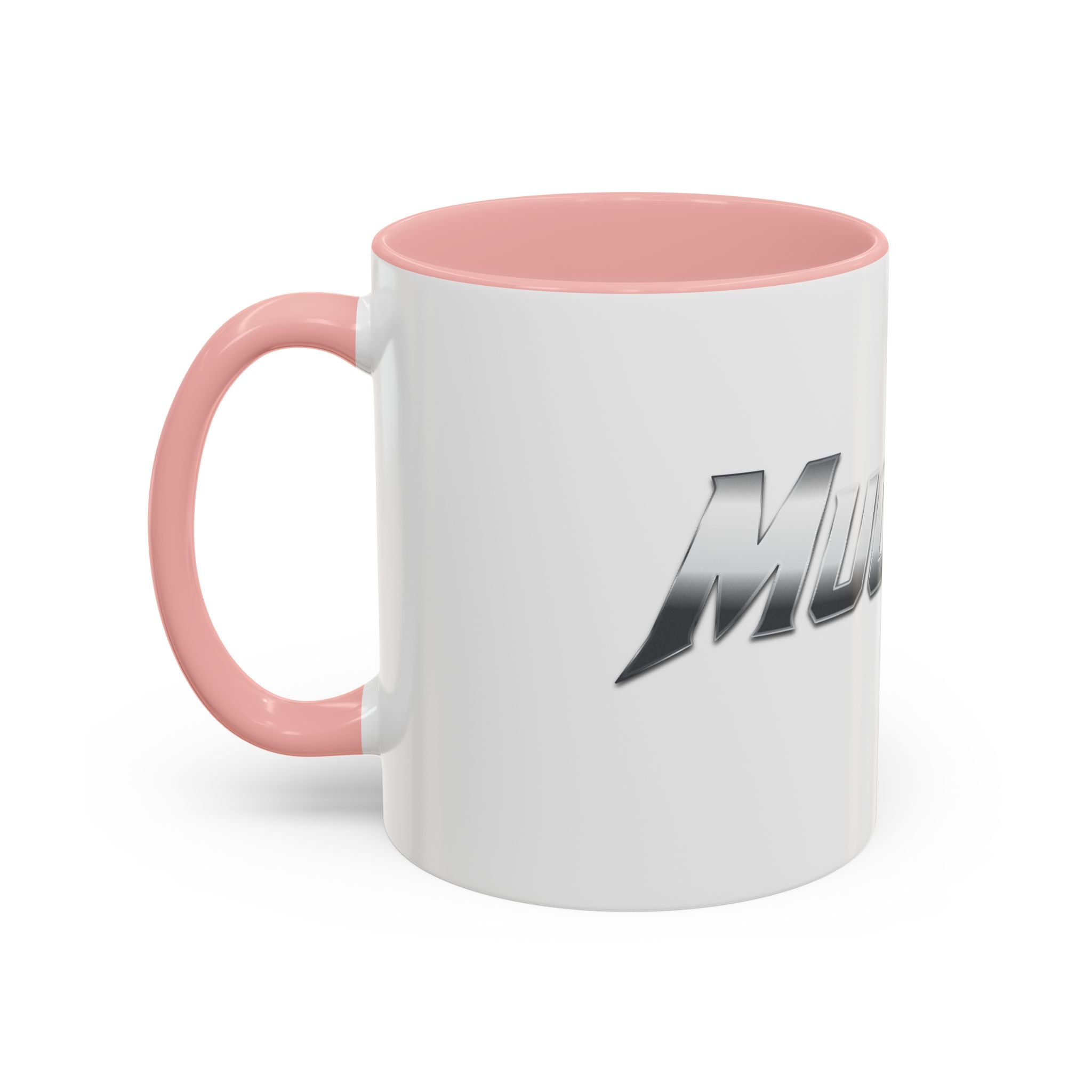 MuckU2 Classic White Mug (gradient silver/black logo/SKU 100043)