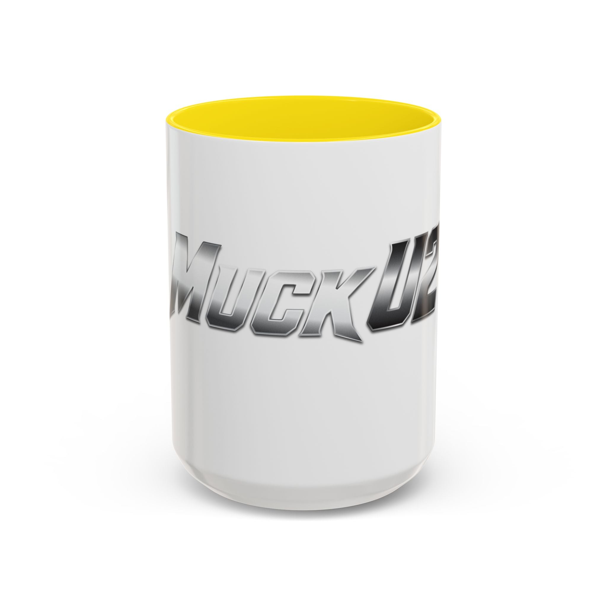 MuckU2 Classic White Mug (gradient silver/black logo/SKU 100043)