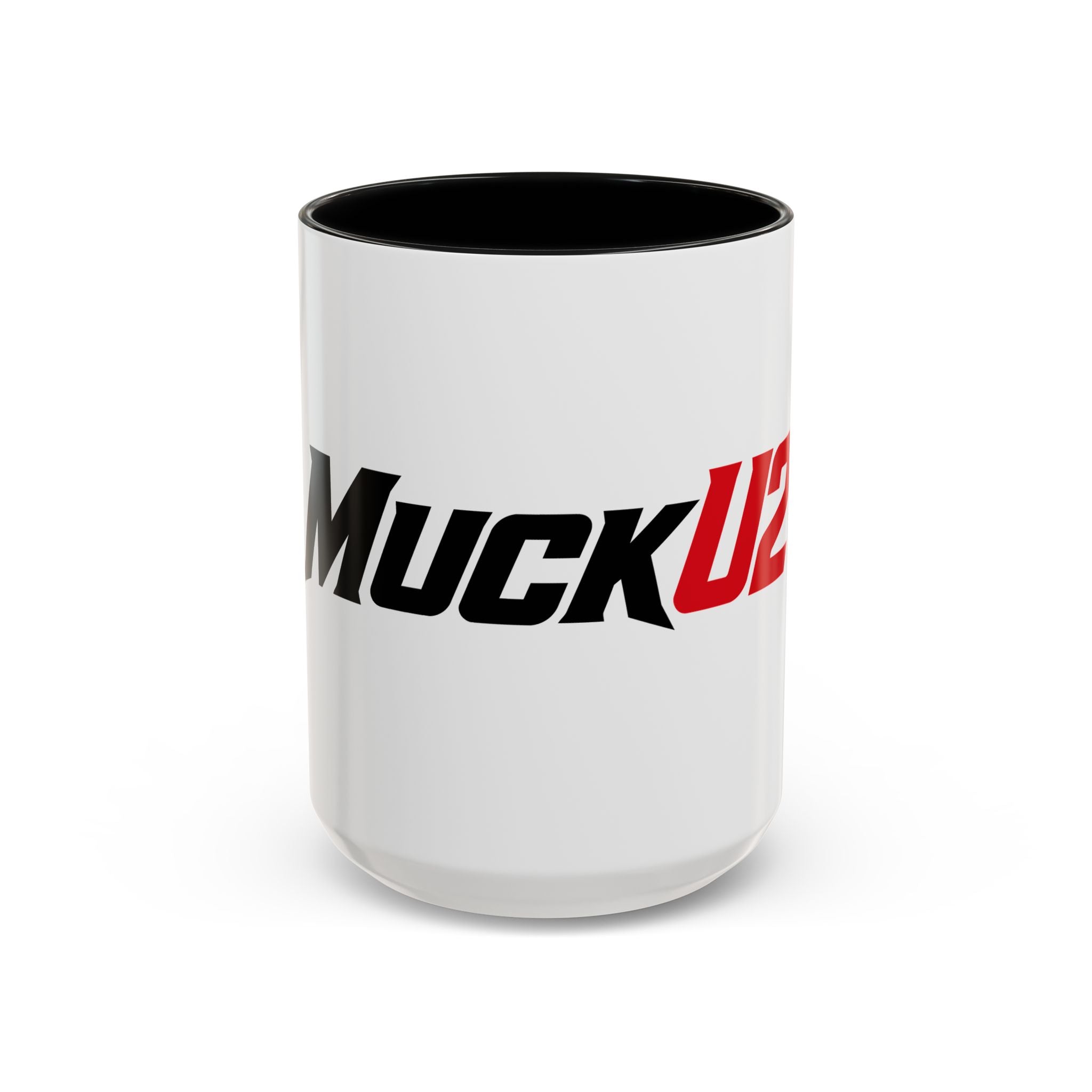 MuckU2 Classic White Mug (black/red logo/SKU 100046)