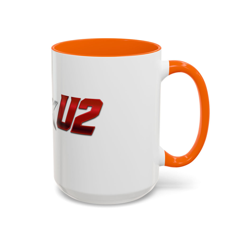 MuckU2 Classic White Mug (gradient silver/red logo/SKU 100044)