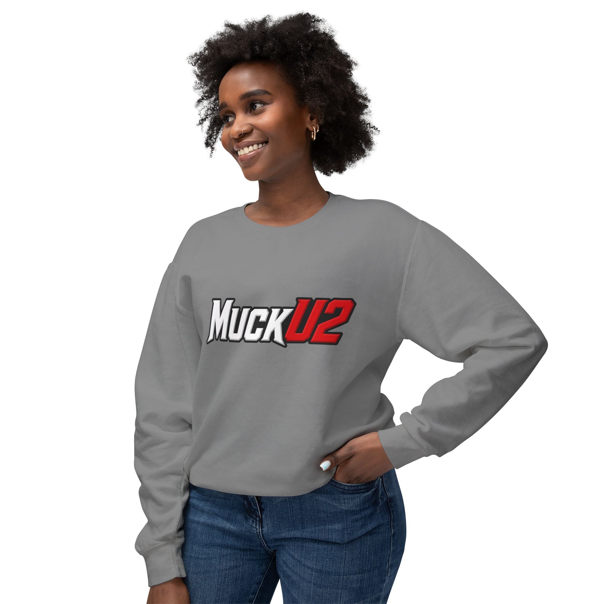 MuckU2 Poker Crewneck Sweatshirt (white/red logo/SKU 100067)