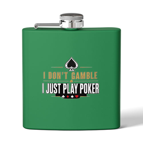 Big Blind Stainless Steel Poker Flask 6oz (gold/white) – I Don't Gamble, I Just Play Poker