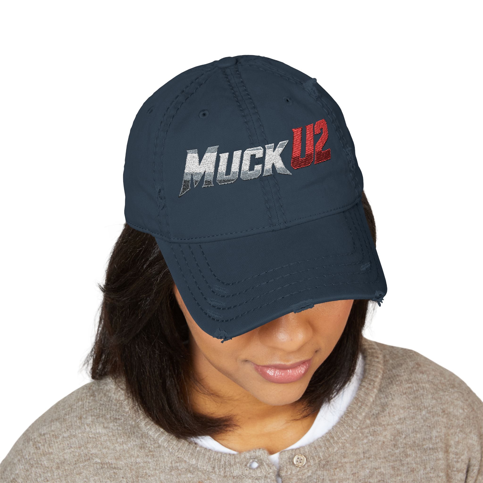 MuckU2 Poker Trucker Cap (gradient silver/red logo/SKU 100079)