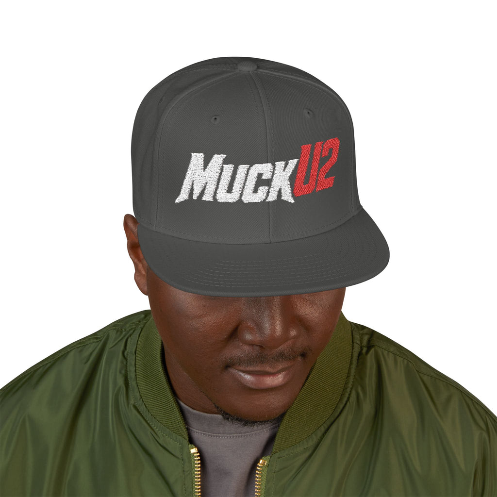 MuckU2 Snapback Embroidered Poker Cap (silver/red logo SKU 10007)