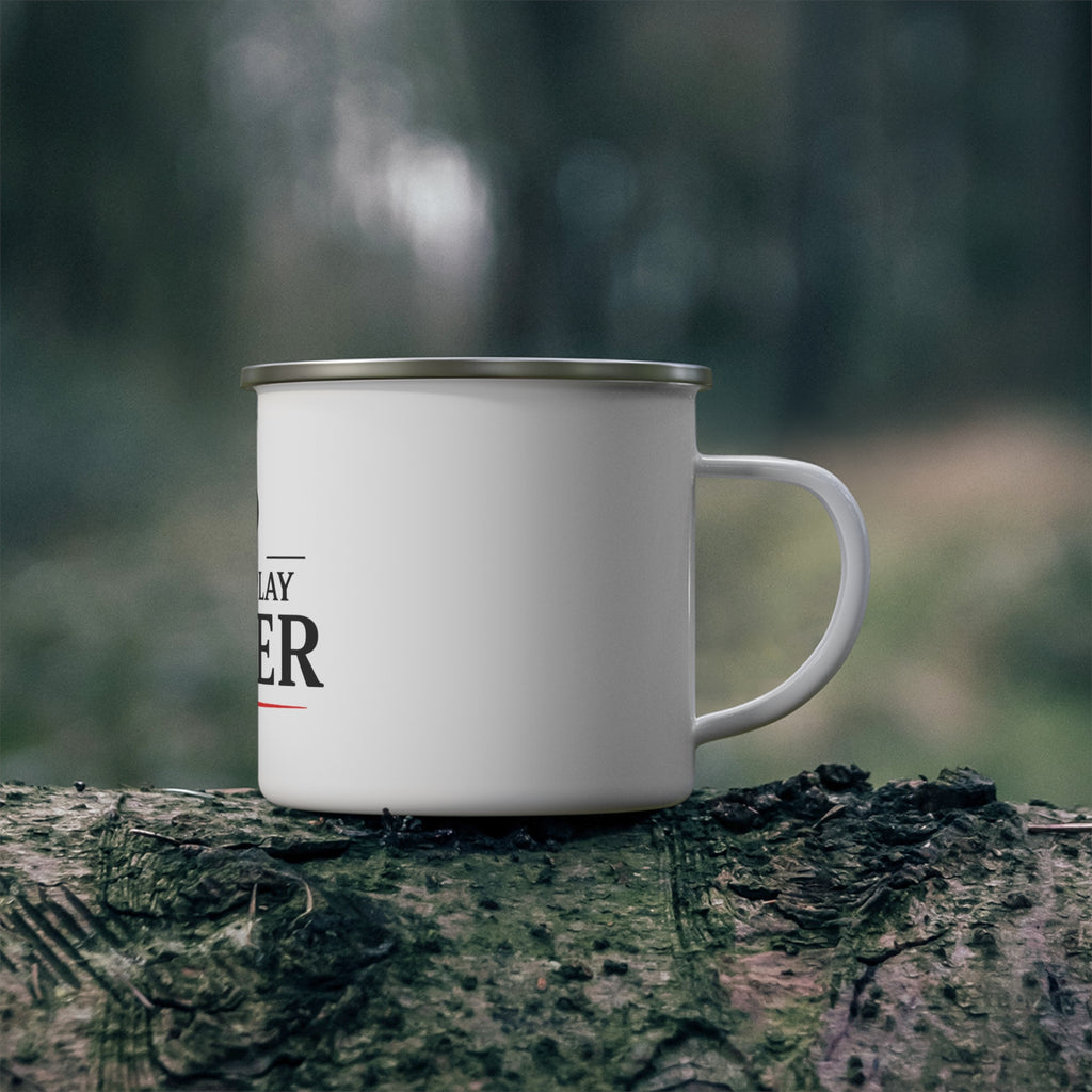 Enamel Camping Mug — "I Just Play Poker" Graphic Camper Coffee Cup
