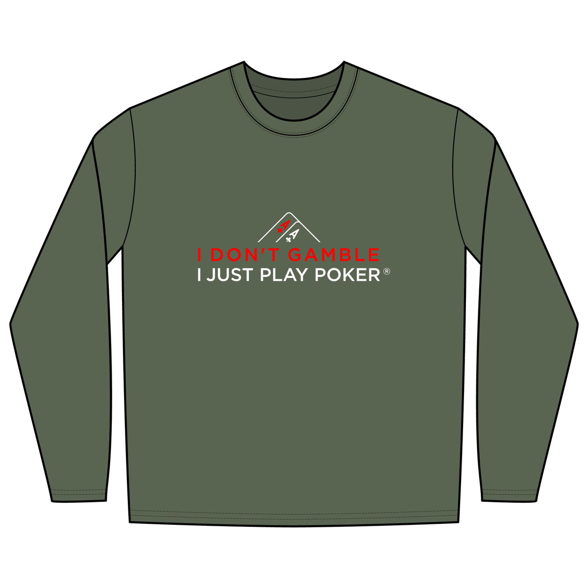 River Poker Long Sleeve Tee (red/white logo) -  I Don't Gamble I Just Play Poker