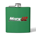 MuckU2 Stainless Steel Poker Flask 6oz (gradient silver/red logo/SKU100034)
