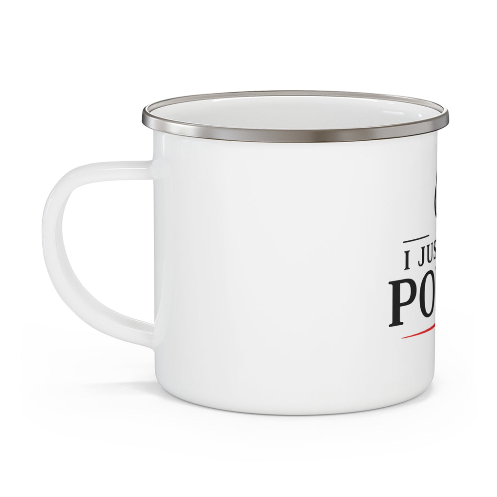 Enamel Camping Mug — "I Just Play Poker" Graphic Camper Coffee Cup
