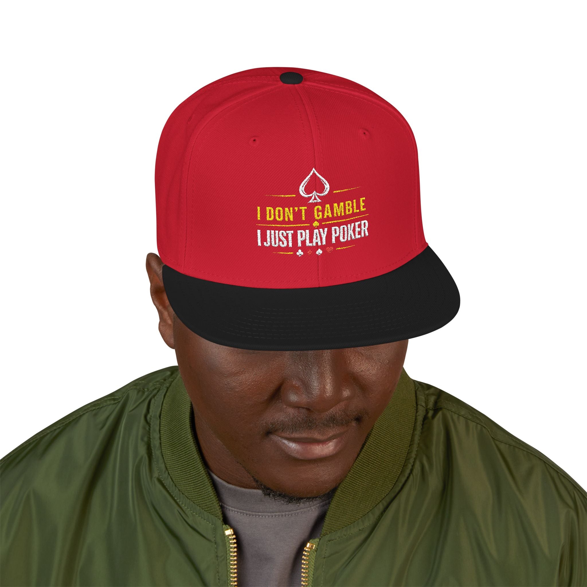 Embroidered Poker Snapback Hat – 'All In' Card Player Cap