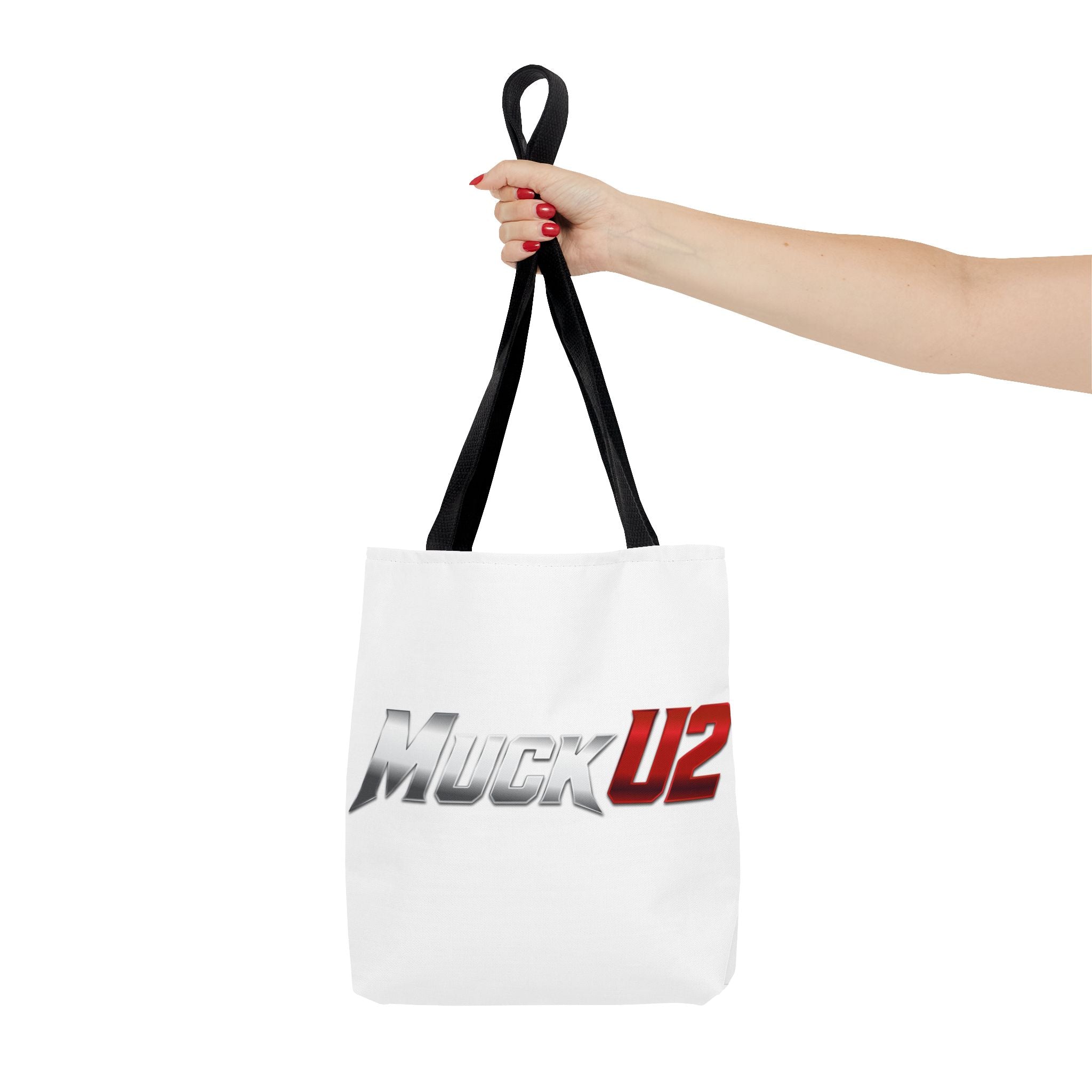 MuckU2 Bubble Canvas Poker Tote Bag (gradient silver/red logo SKU 100021)
